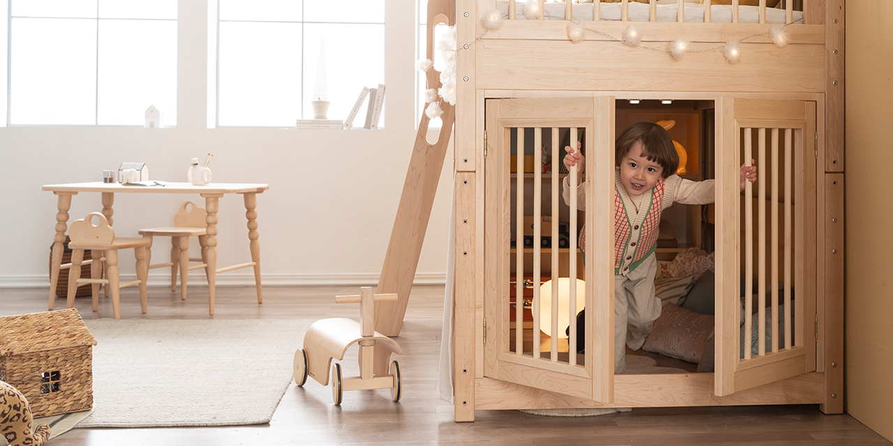 2021 red dot product design award，Children's Attic bed，Maple wood，