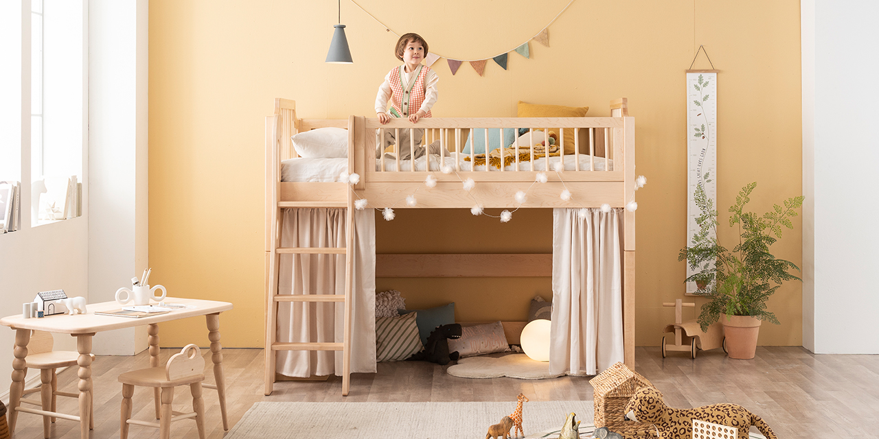 2021 red dot product design award，Children's Attic bed，Maple wood，