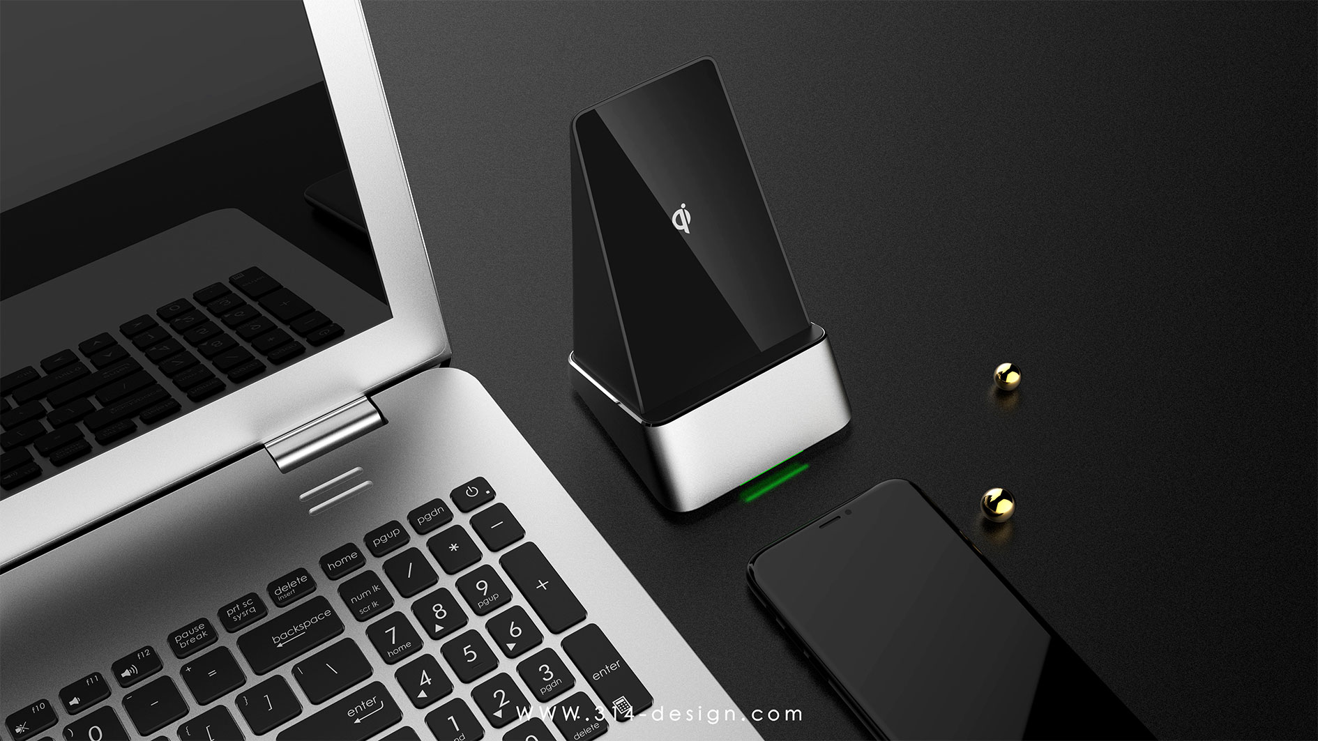 Vertical wireless charging，3C perimeter，Mobile phone peripheral，wireless charger ，Three point thinking design，