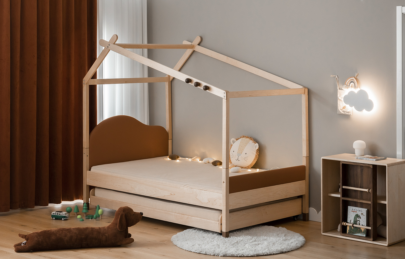 Children's home，Children's furniture，Children bed，Twin room，Children bed，Solid wood bed，Solid wood furniture，