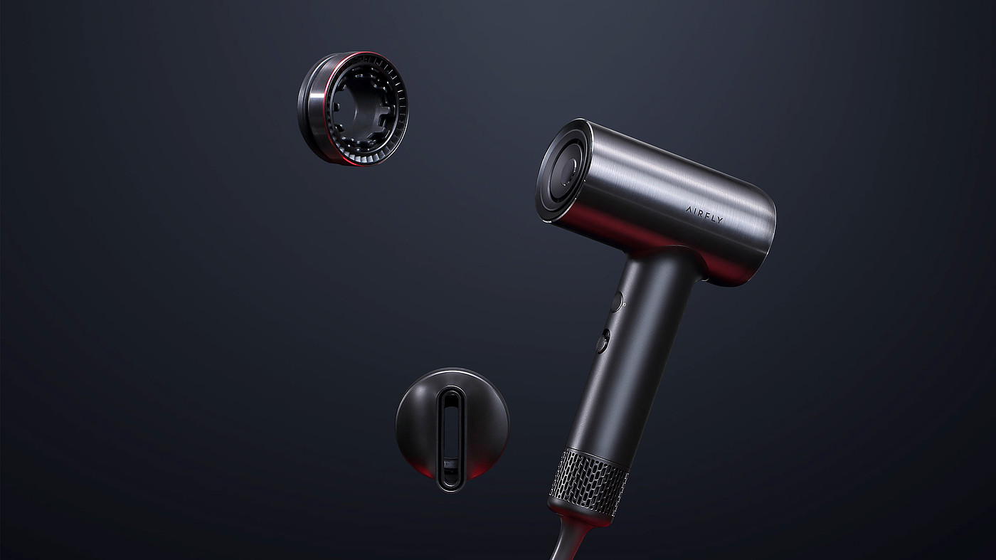 2021 red dot product design award，AirFly Turbo P1，Aluminium，hair drier，
