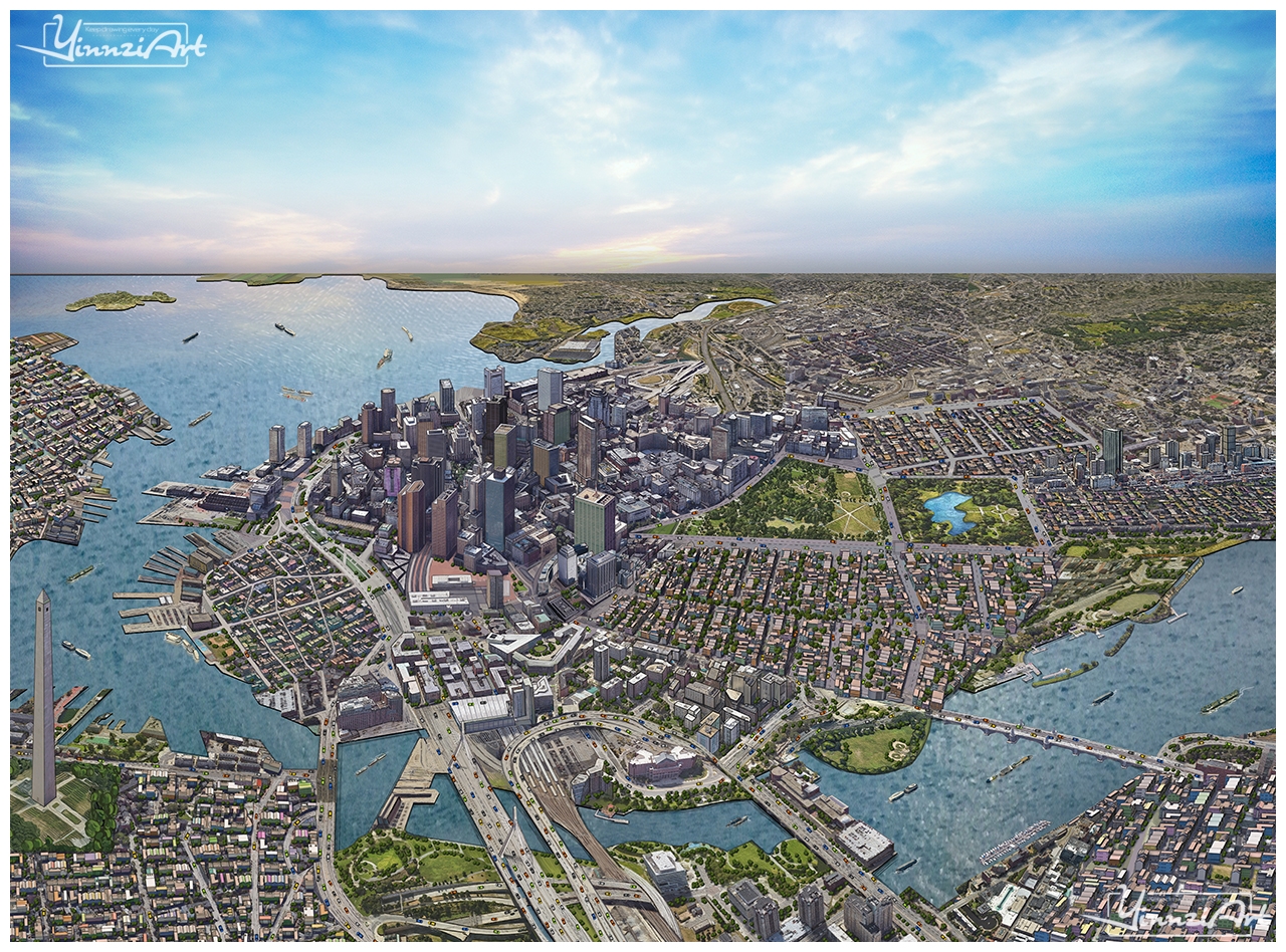 Illustration，Original painting，Game original，City illustration，poster，Map，Jigsaw puzzle，