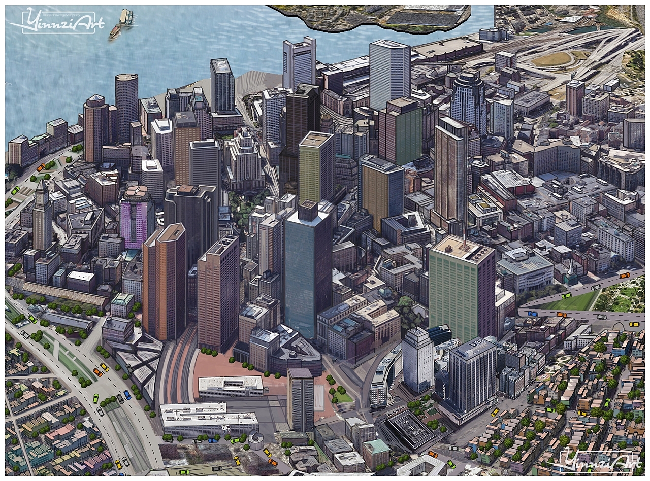 Illustration，Original painting，Game original，City illustration，poster，Map，Jigsaw puzzle，