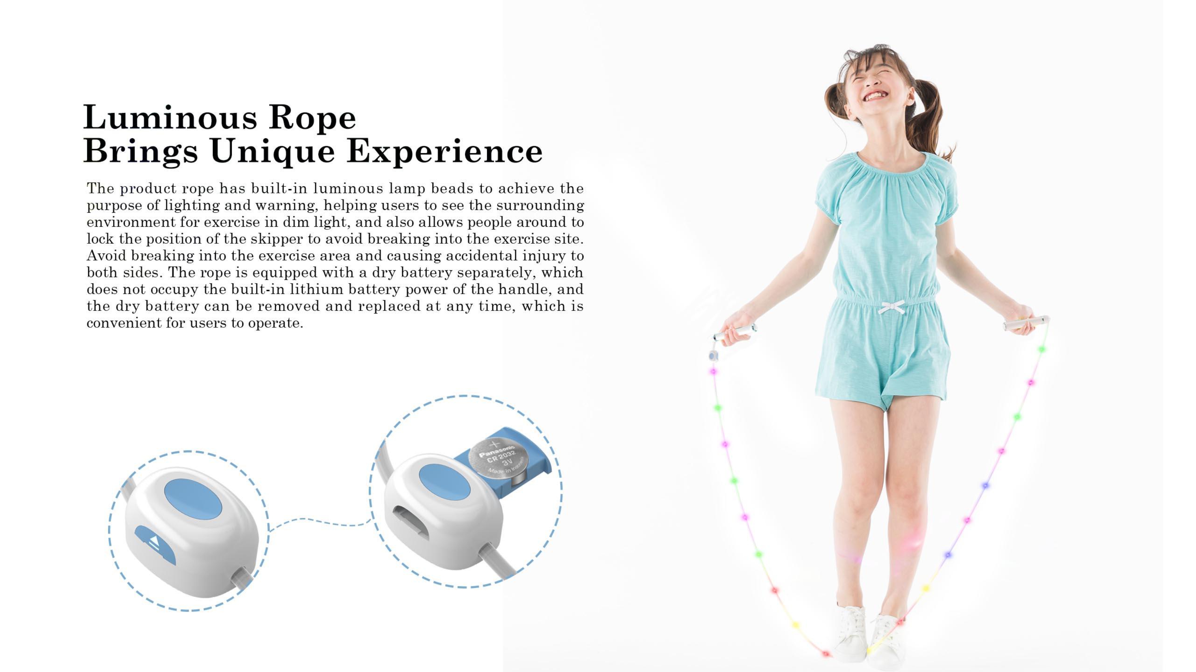 Rope skipping, children's rope skipping, luminous rope skipping, luminous children's rope skipping，