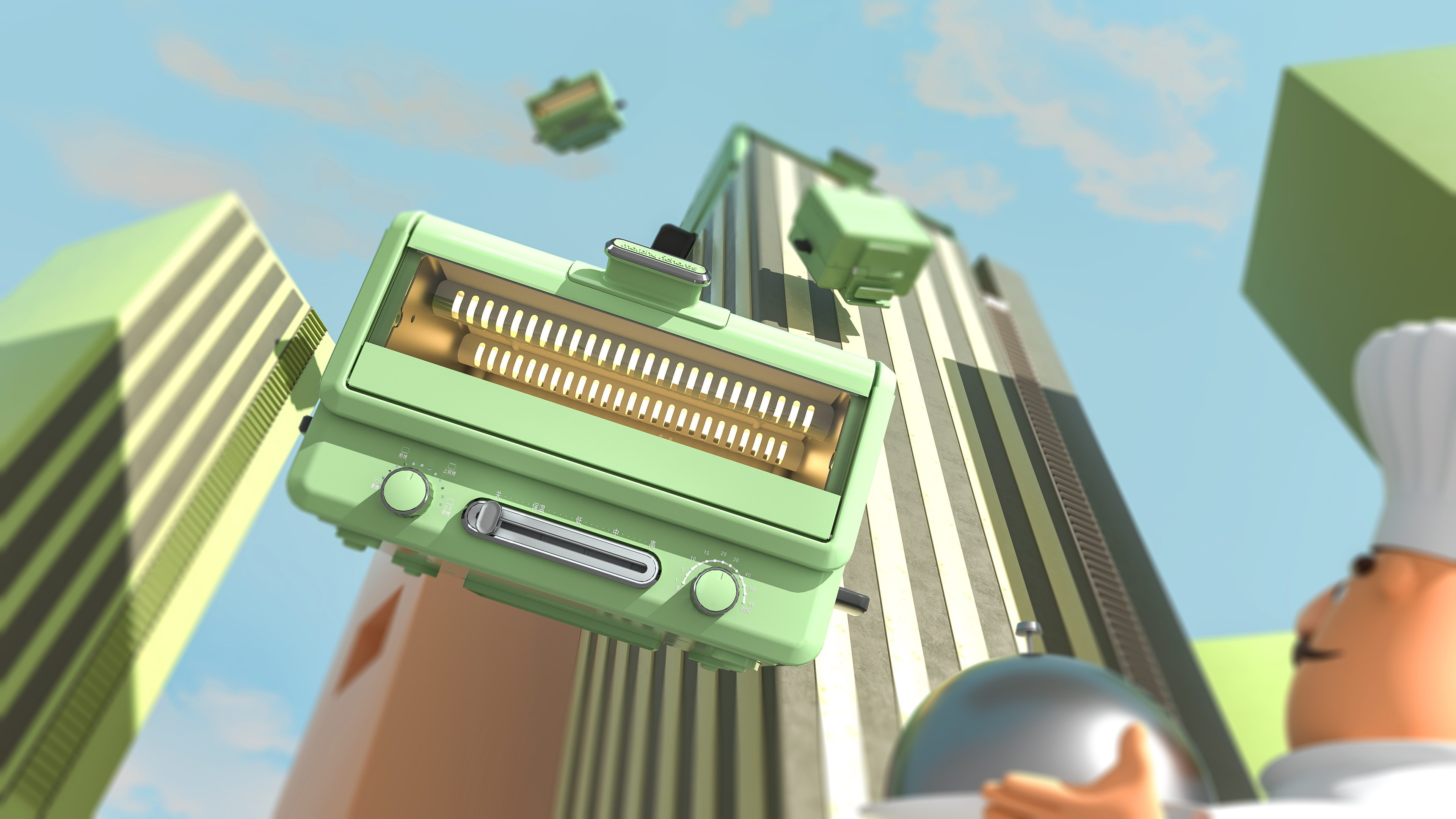 Multifunctional pot，Frying pan，Air fryer，oven，barbecue，baking，Nanfeng industrial design，