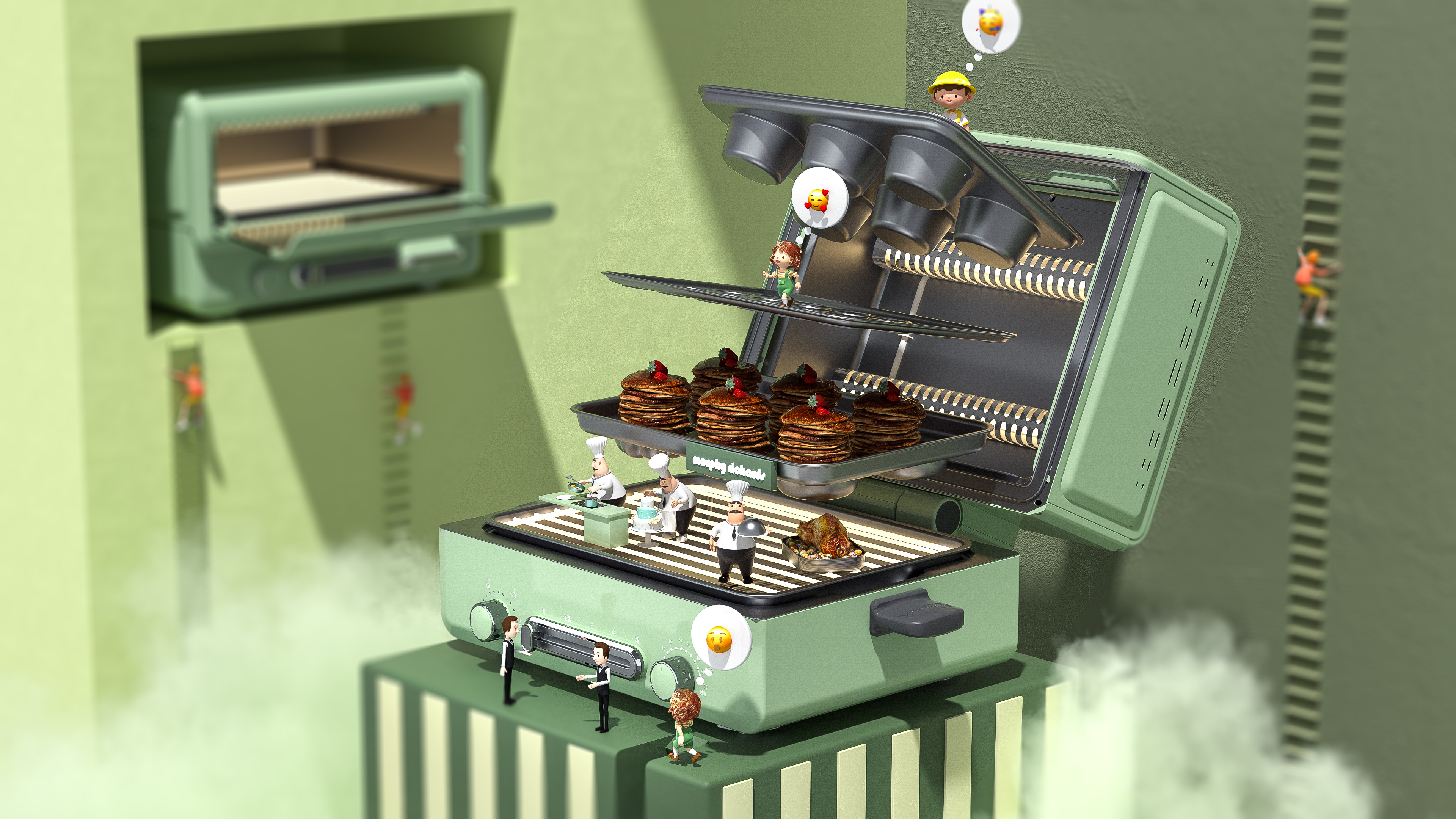 Multifunctional pot，Frying pan，Air fryer，oven，barbecue，baking，Nanfeng industrial design，