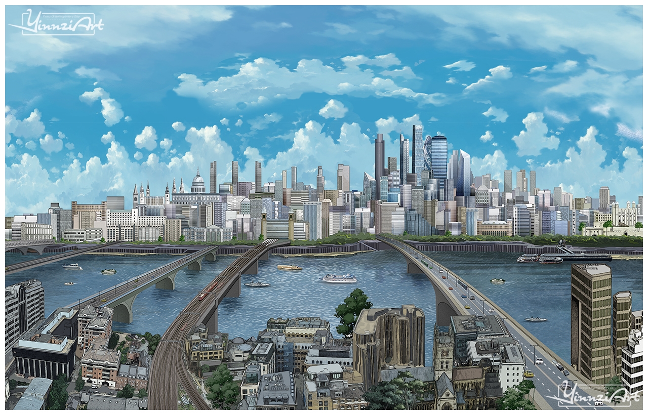 Illustration，Original painting，Game original，City illustration，poster，Map，Jigsaw puzzle，