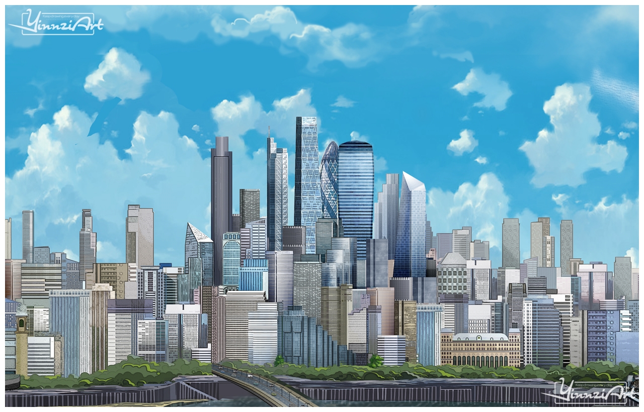 Illustration，Original painting，Game original，City illustration，poster，Map，Jigsaw puzzle，