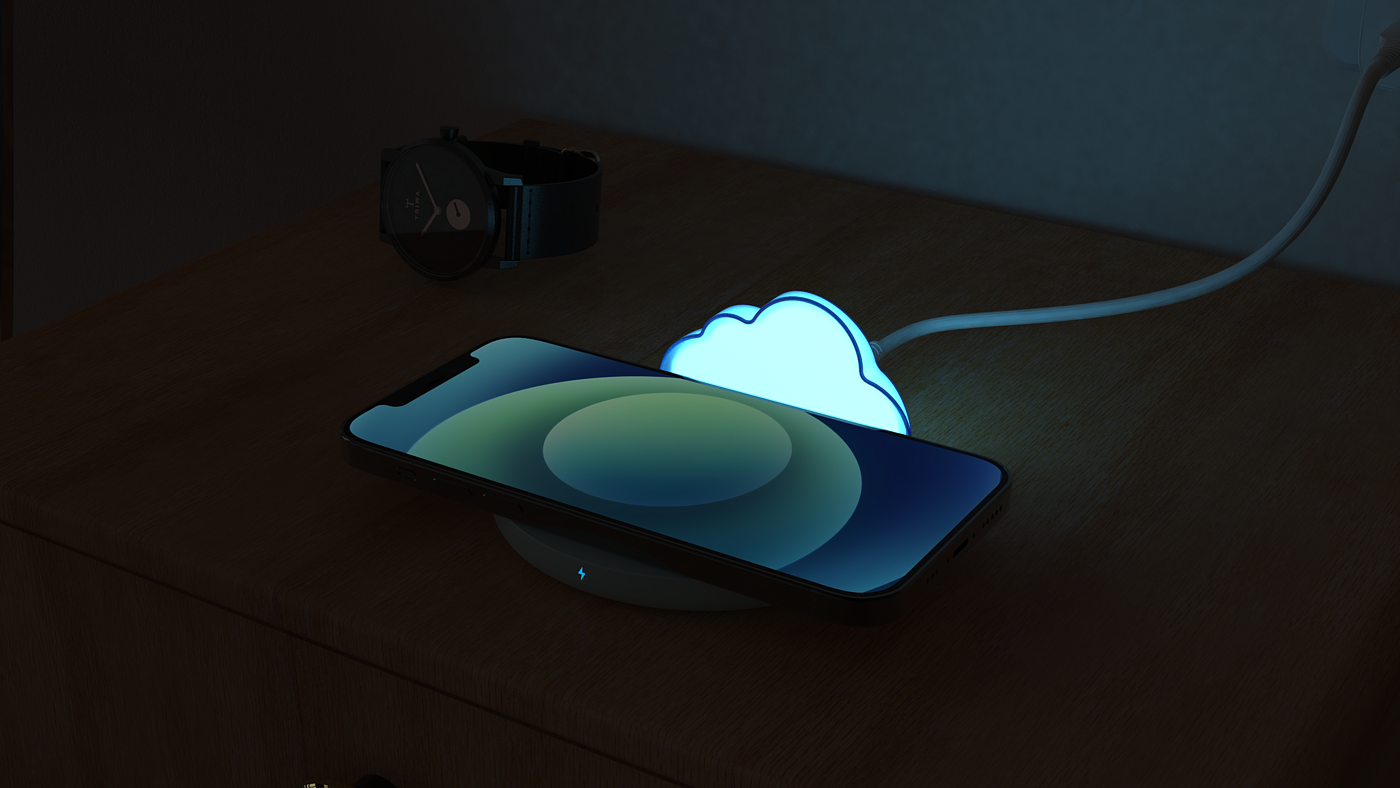 Wireless charging，Night light，Render，