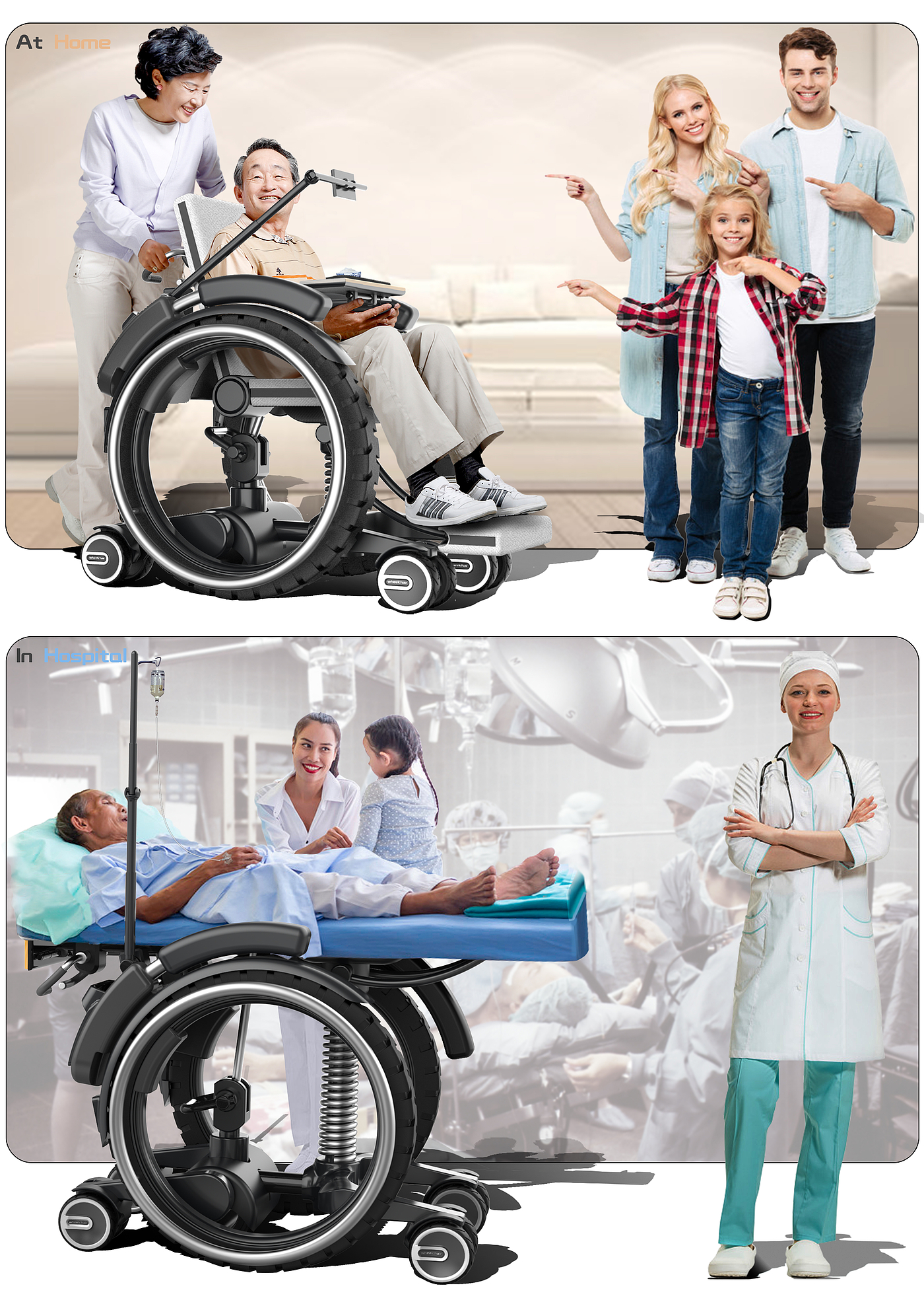 Wheelchair, nursing bed，