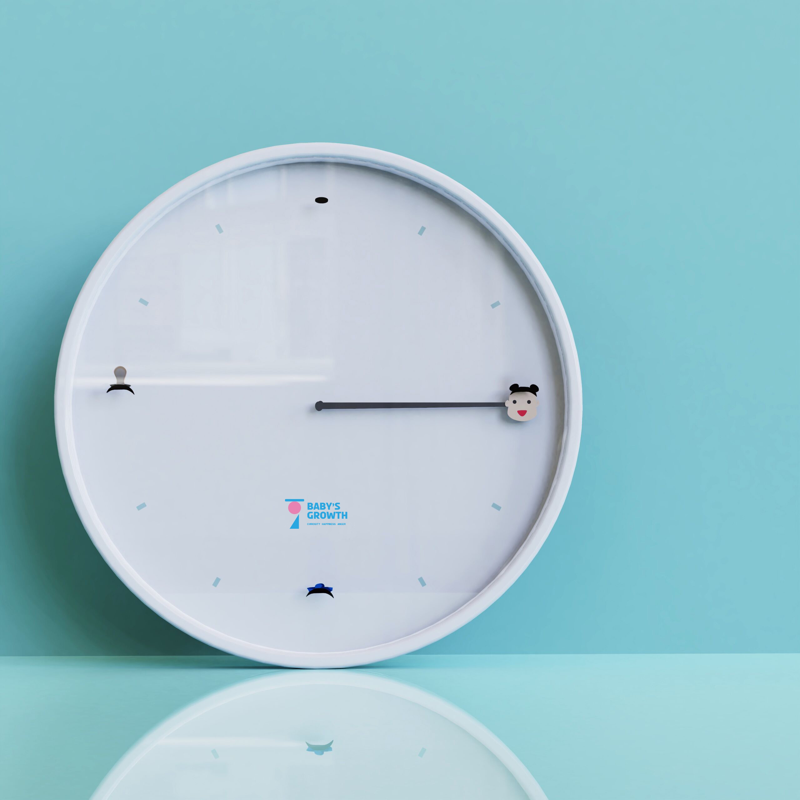 Clock design，Logo design，Child clock，Crown hair，Clock products，happy，curiosity，anger，