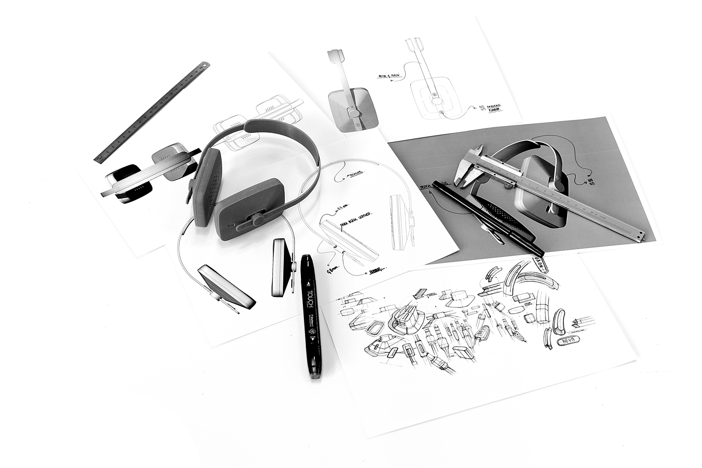 inspiration，Street dress，nova，headset，Hand drawn，modeling，black，