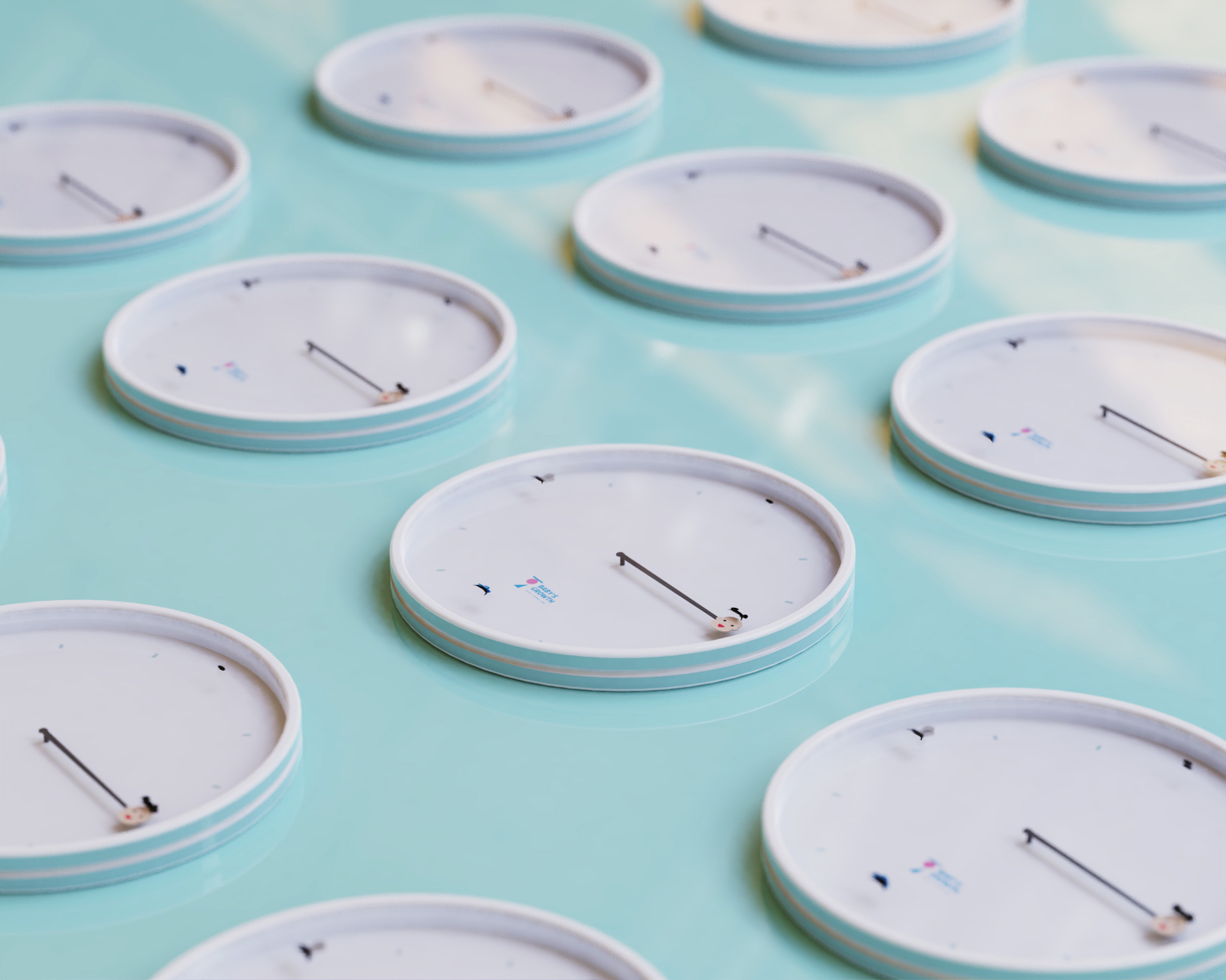 Clock design，Logo design，Child clock，Crown hair，Clock products，happy，curiosity，anger，