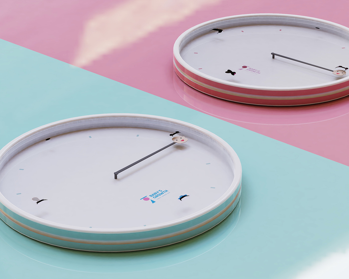 Clock design，Logo design，Child clock，Crown hair，Clock products，happy，curiosity，anger，