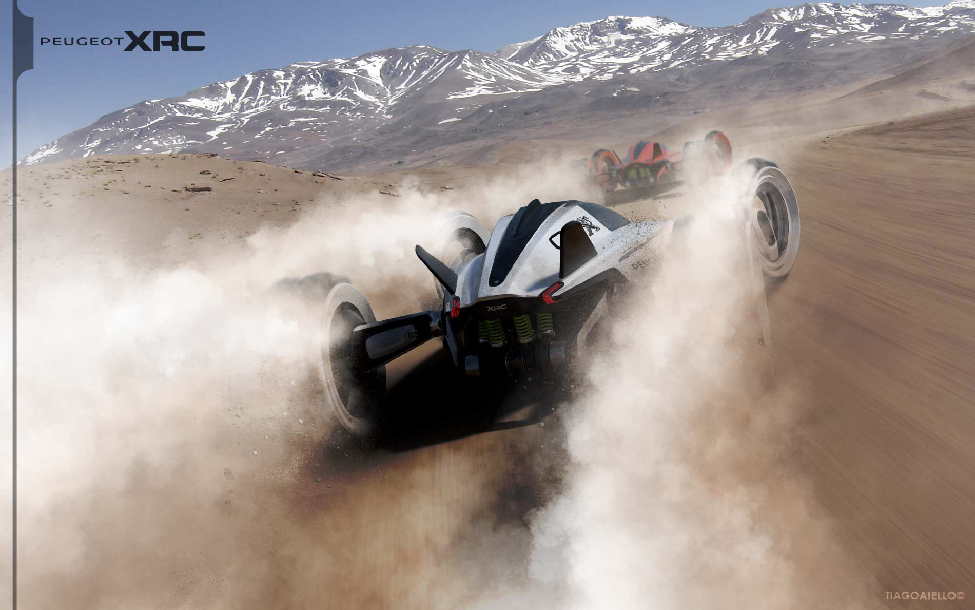 beautiful，automobile，racing，conceptual design，desert，polar region，equation，Peugeot XRC，