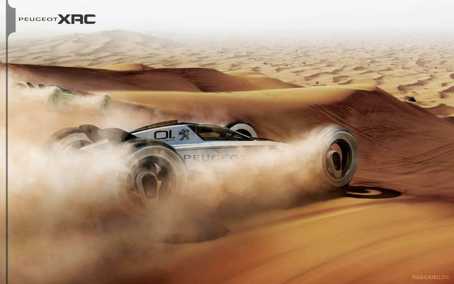 beautiful，automobile，racing，conceptual design，desert，polar region，equation，Peugeot XRC，