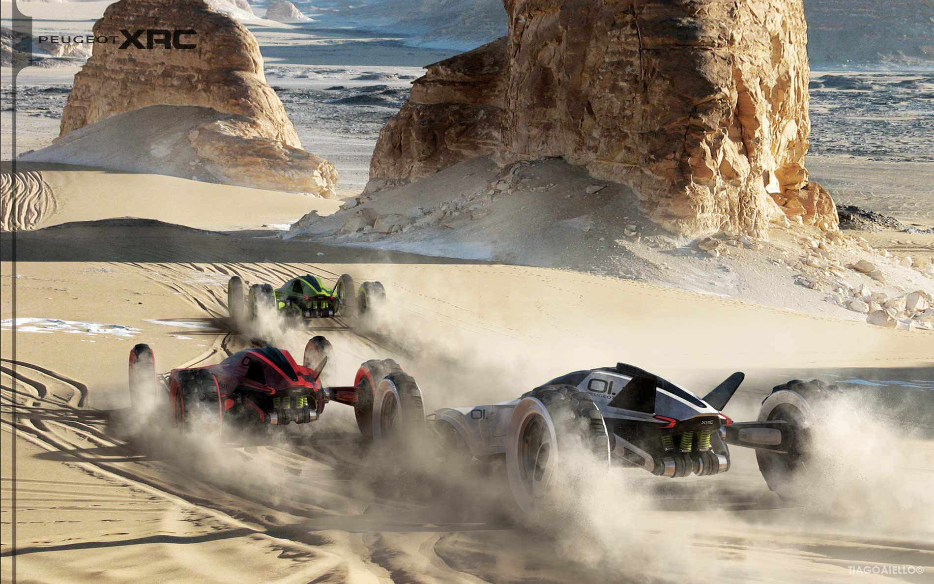 beautiful，automobile，racing，conceptual design，desert，polar region，equation，Peugeot XRC，