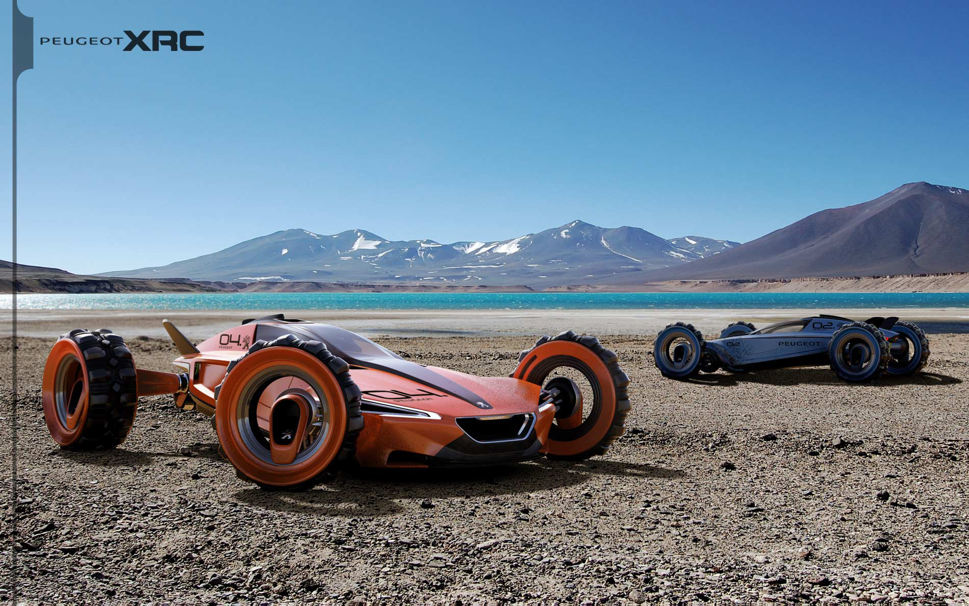 beautiful，automobile，racing，conceptual design，desert，polar region，equation，Peugeot XRC，