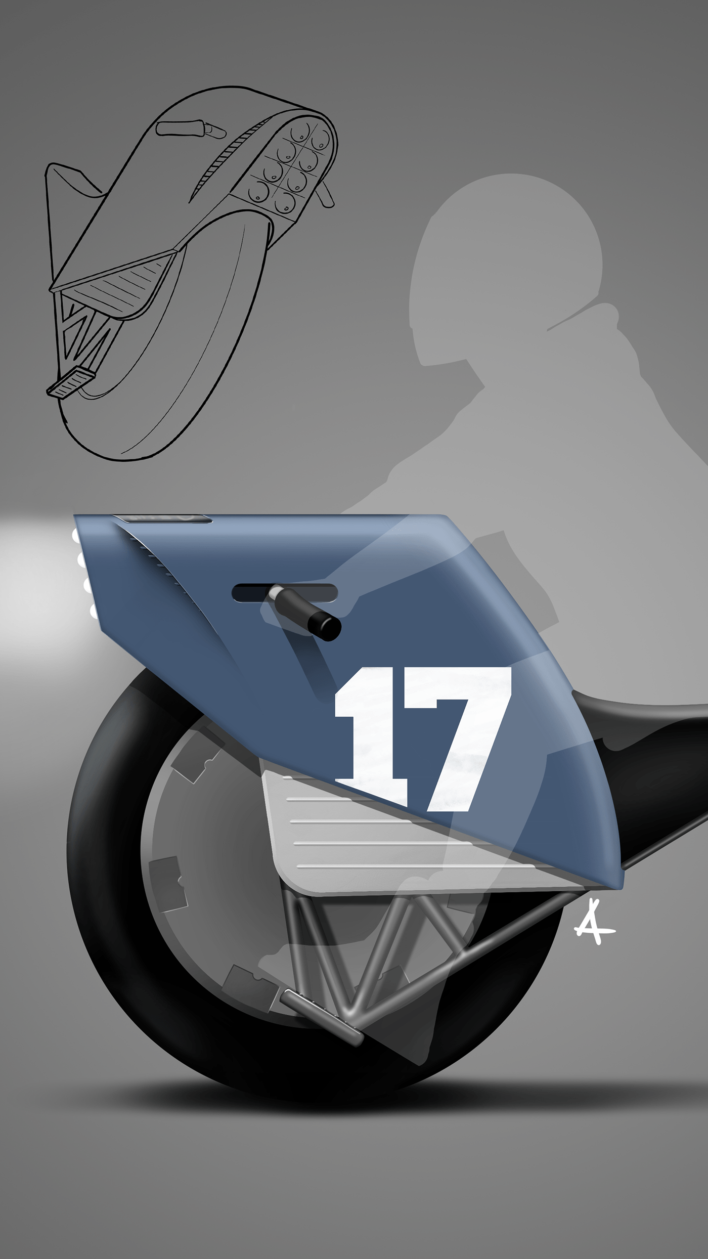 ELECTRIC MONOCYCLE，Electric motorcycle，conceptual design，