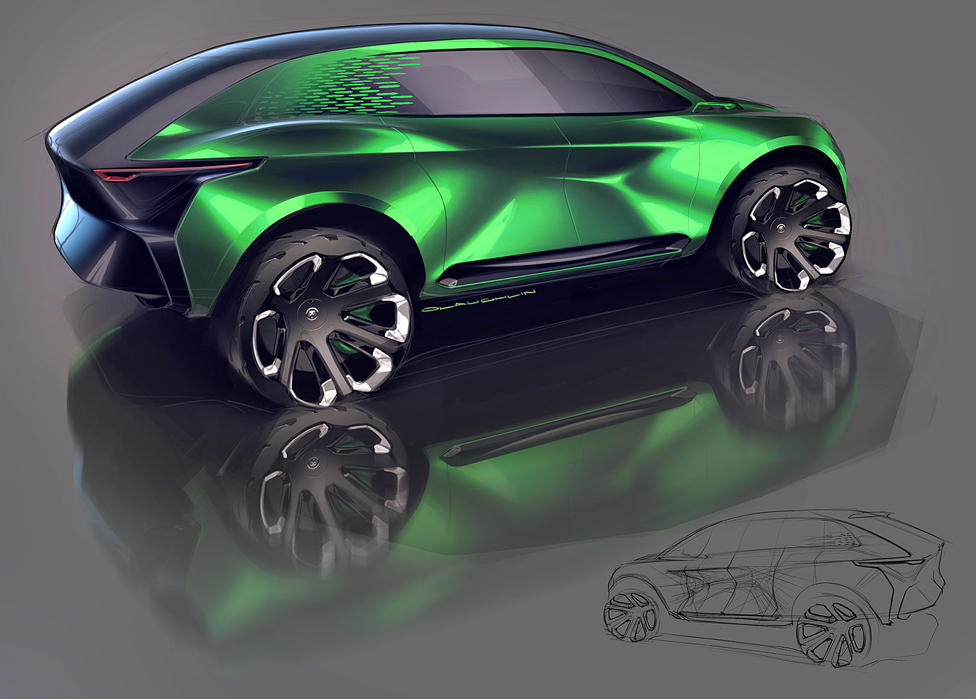 outdoors，automobile，Ubee ，Render，Hand drawn，