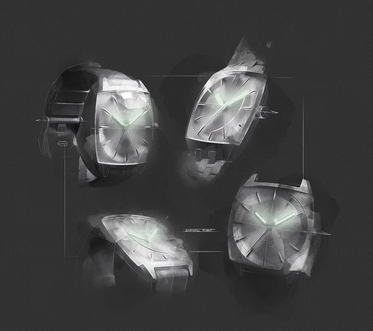 Wrist watch，stainless steel，Grey，Italy，