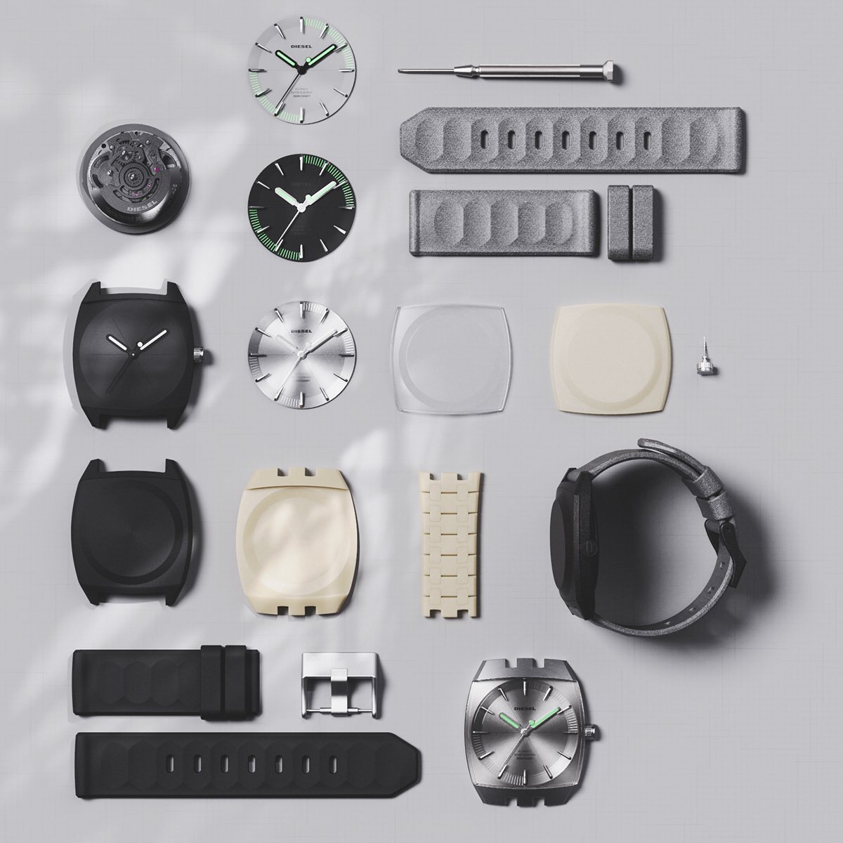 Wrist watch，stainless steel，Grey，Italy，