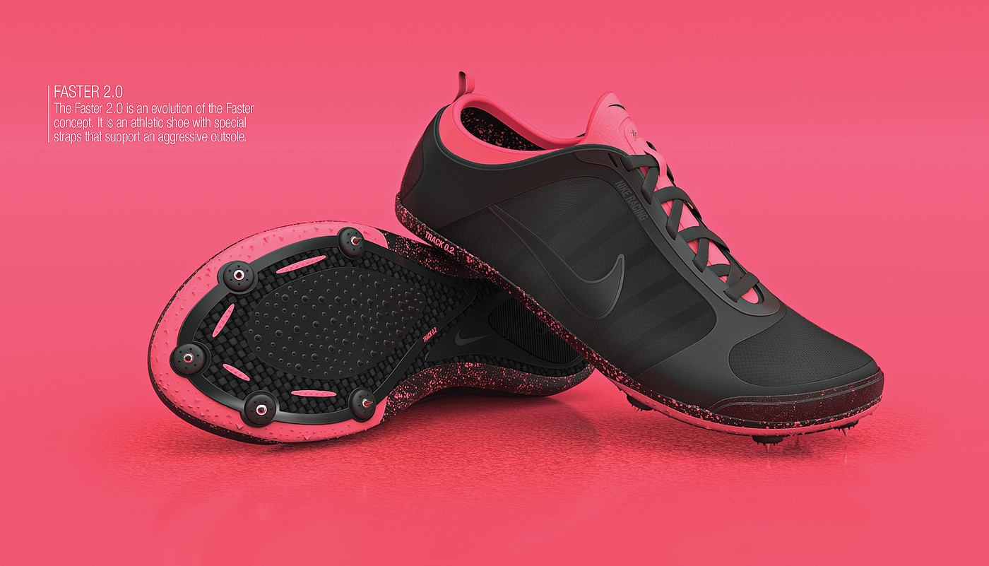 Nike，nike，comfortable，Faster，sneakers，Pink，Alias modeling，Keyshot rendering，