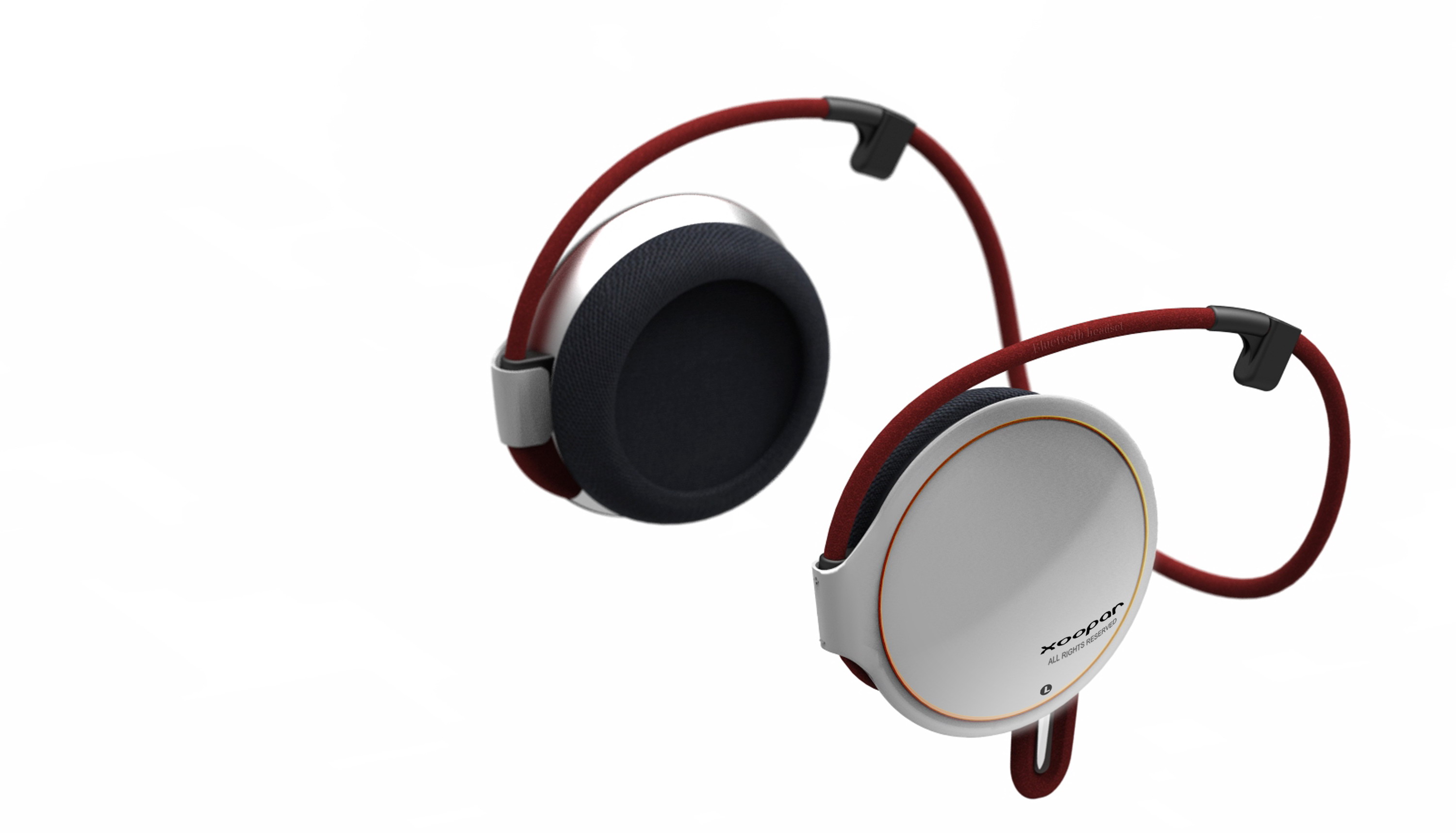 conceptual design，Bluetooth headset，outdoors，motion，