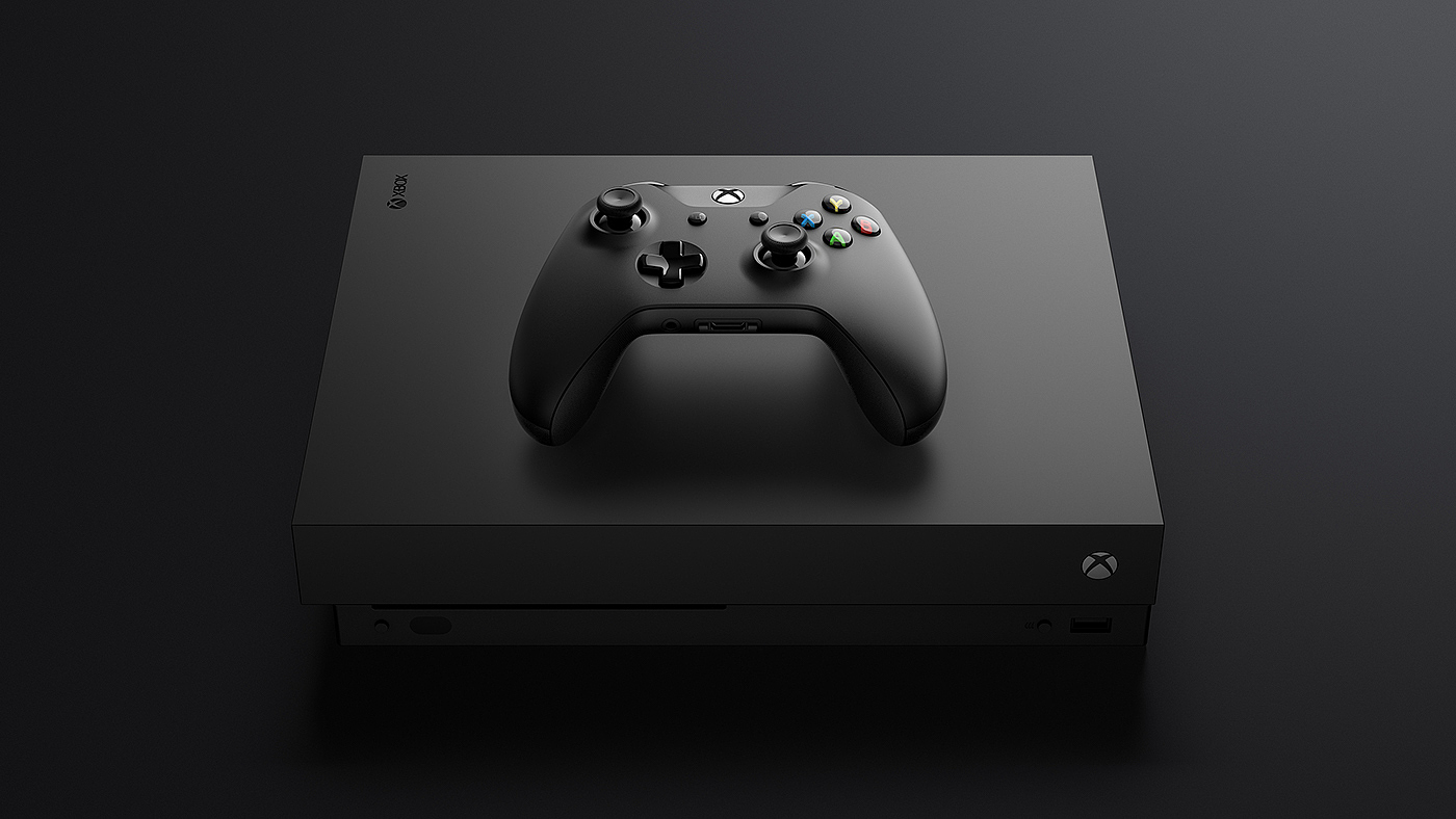 Xbox One X，微软，游戏盒子，小黑盒，游戏主机，黑色，