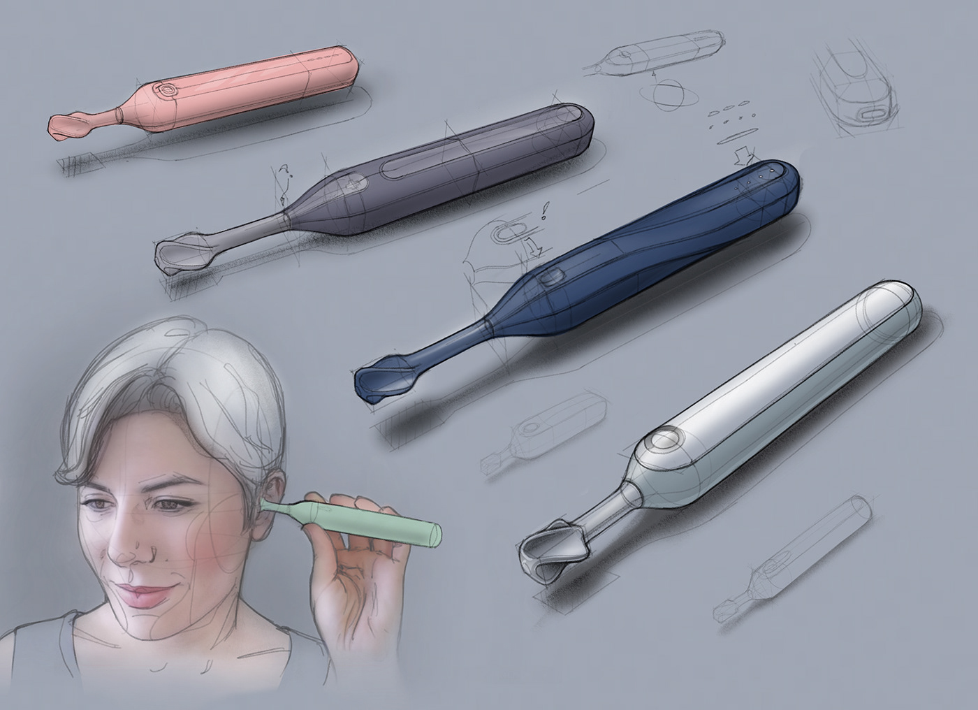 Ear cleaning，hygiene，disposable，Screw cleaning head，