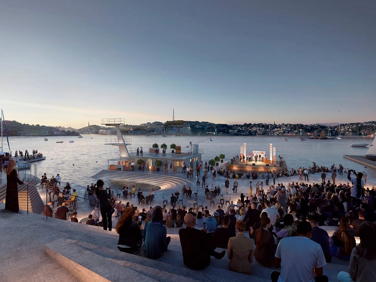 Harbour bathing beach，Norway，vitality，sustainable，