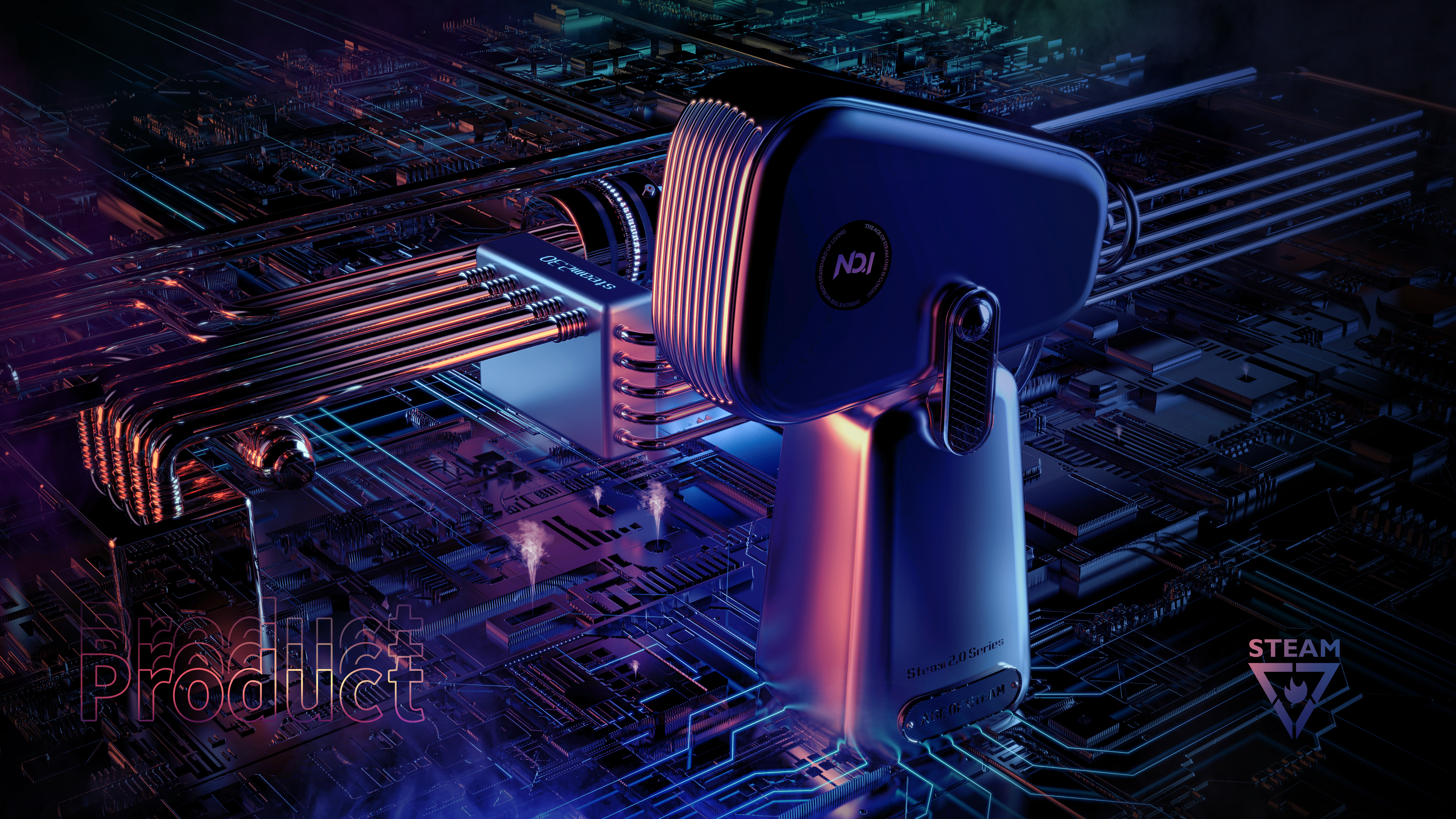 Cyberpunk，Steam cooling and hot air blower，Break the ice，future market，Punk billboard，No more，trend，Tribute to classic，