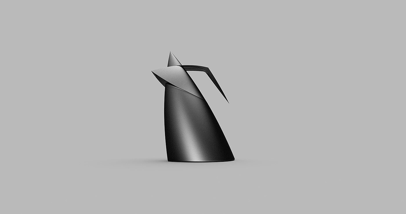 kettle，industrial design，minimal，oblique，