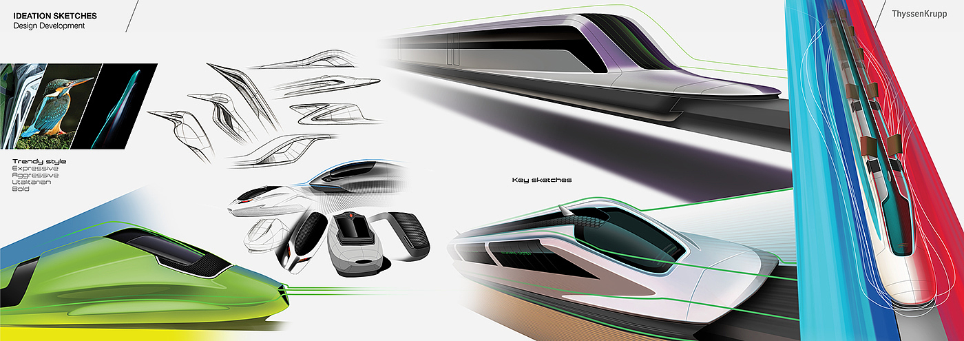 silver gray，Bird beak design inspiration，Maglev Train，Melbourne / Sydney，