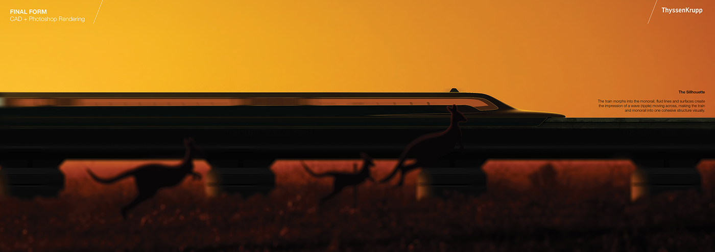 silver gray，Bird beak design inspiration，Maglev Train，Melbourne / Sydney，