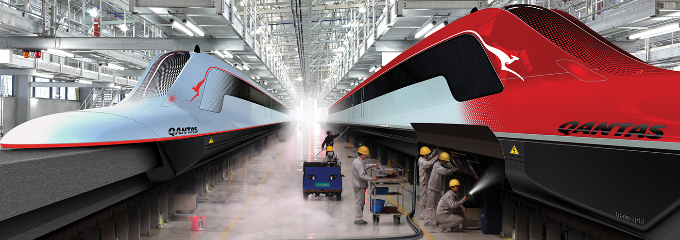 silver gray，Bird beak design inspiration，Maglev Train，Melbourne / Sydney，