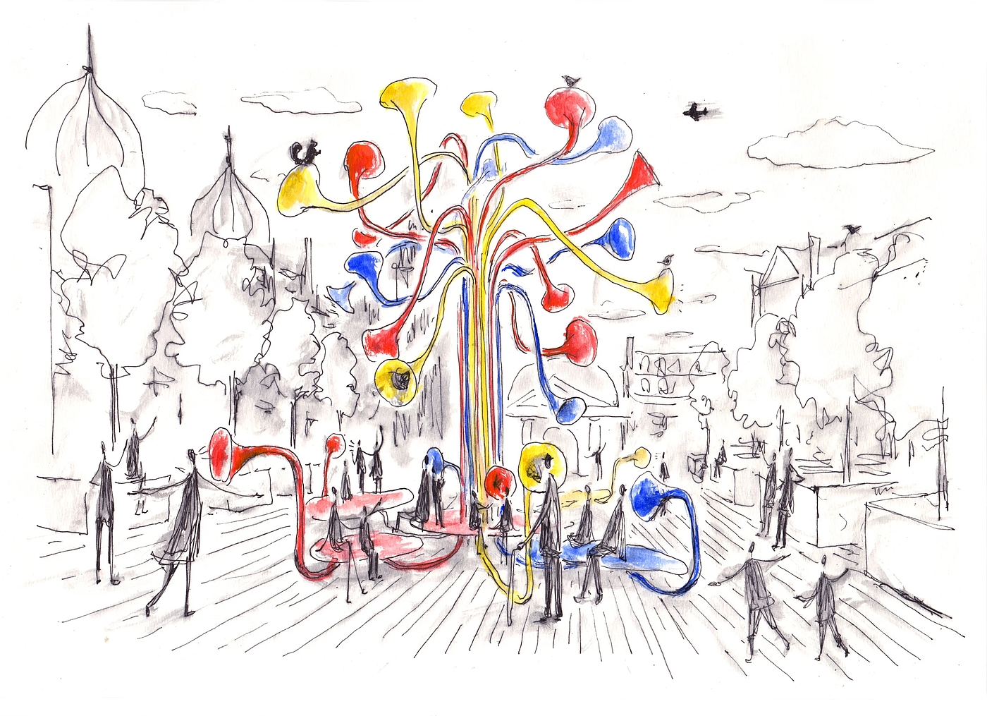 flower，horn，colour，communal facilities，