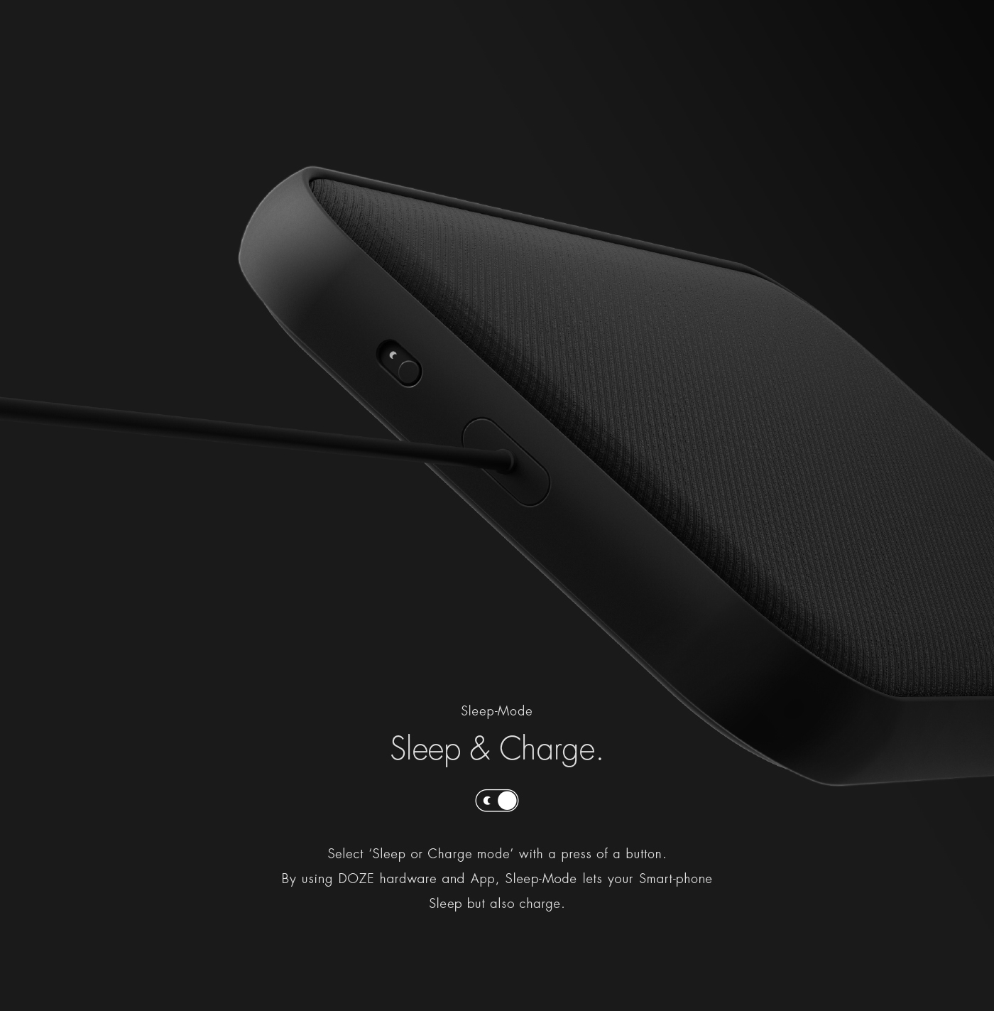 Smart wireless phone charger，application program，app，Sleep mode，doze，black，