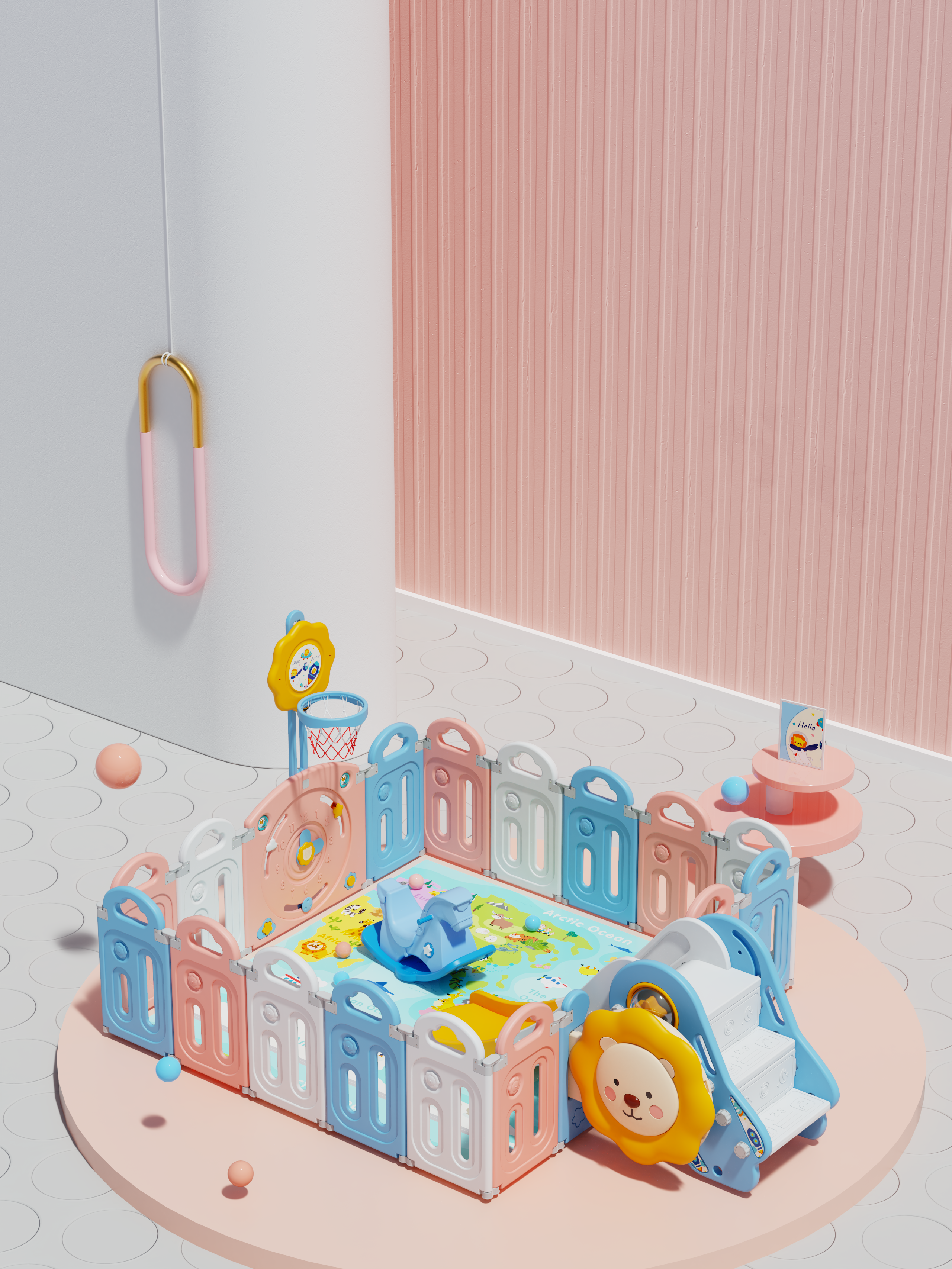 children，Mother and baby，Toys，enclosure，Slide，Building blocks，chair，