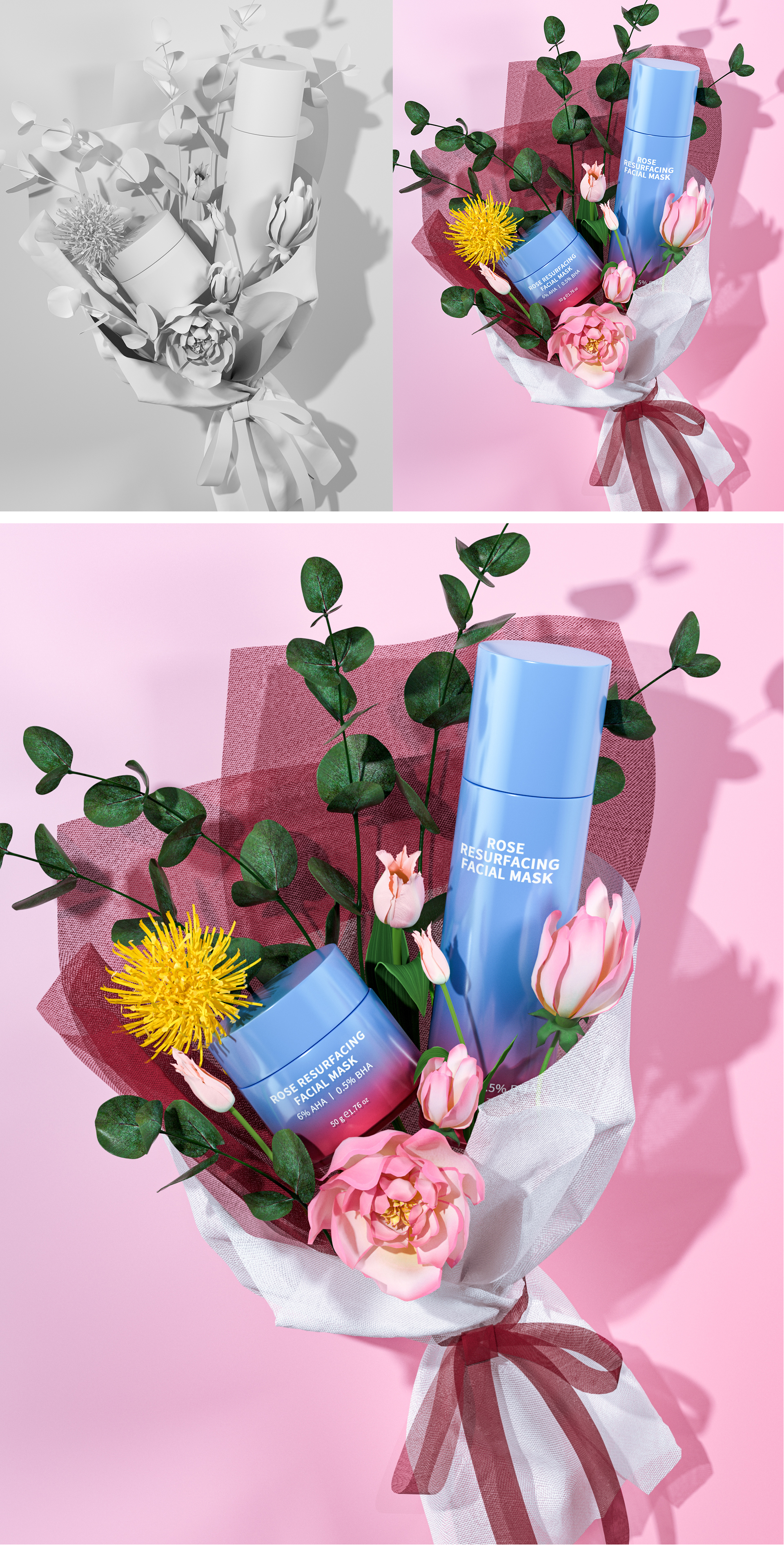 Beauty makeup，Modeling and rendering，Product modeling and rendering，c4d，oc，