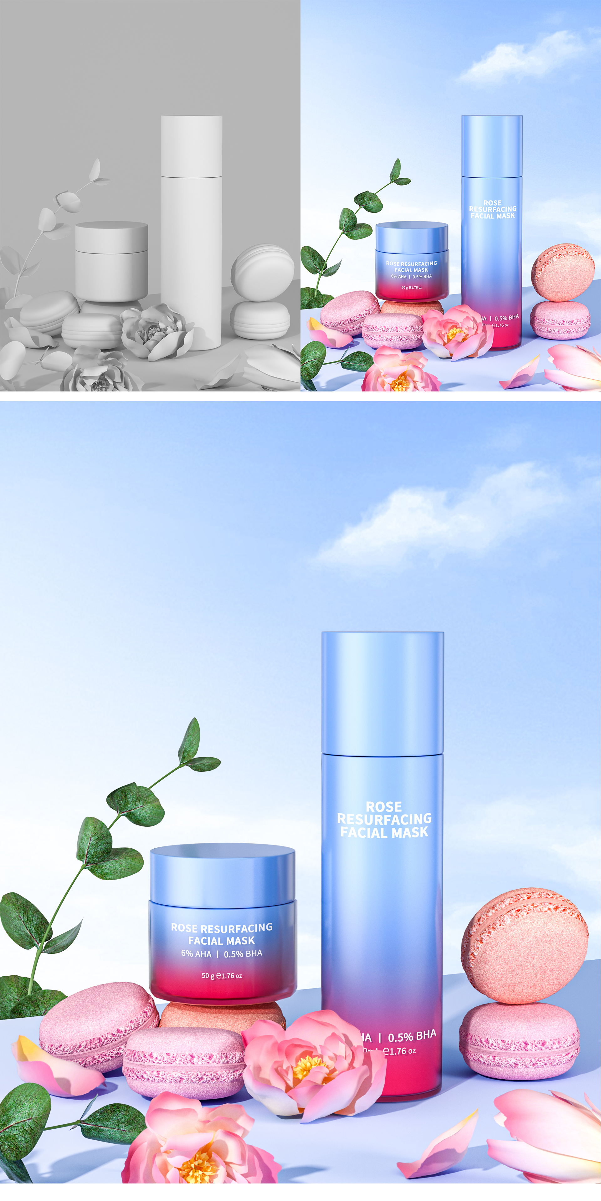 Beauty makeup，Modeling and rendering，Product modeling and rendering，c4d，oc，