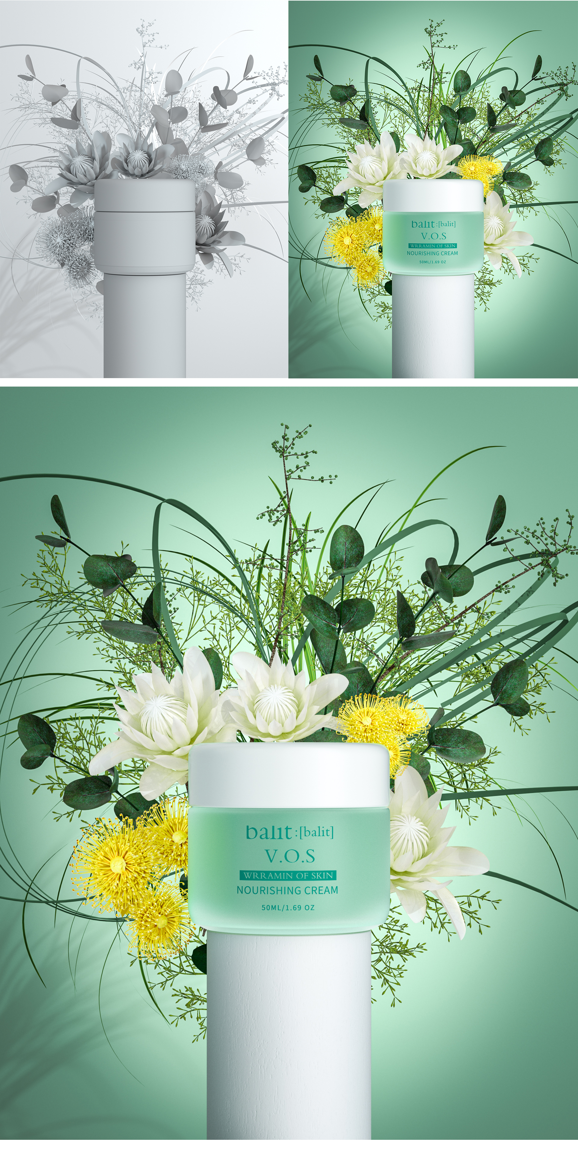 Beauty makeup，Modeling and rendering，Product modeling and rendering，c4d，oc，