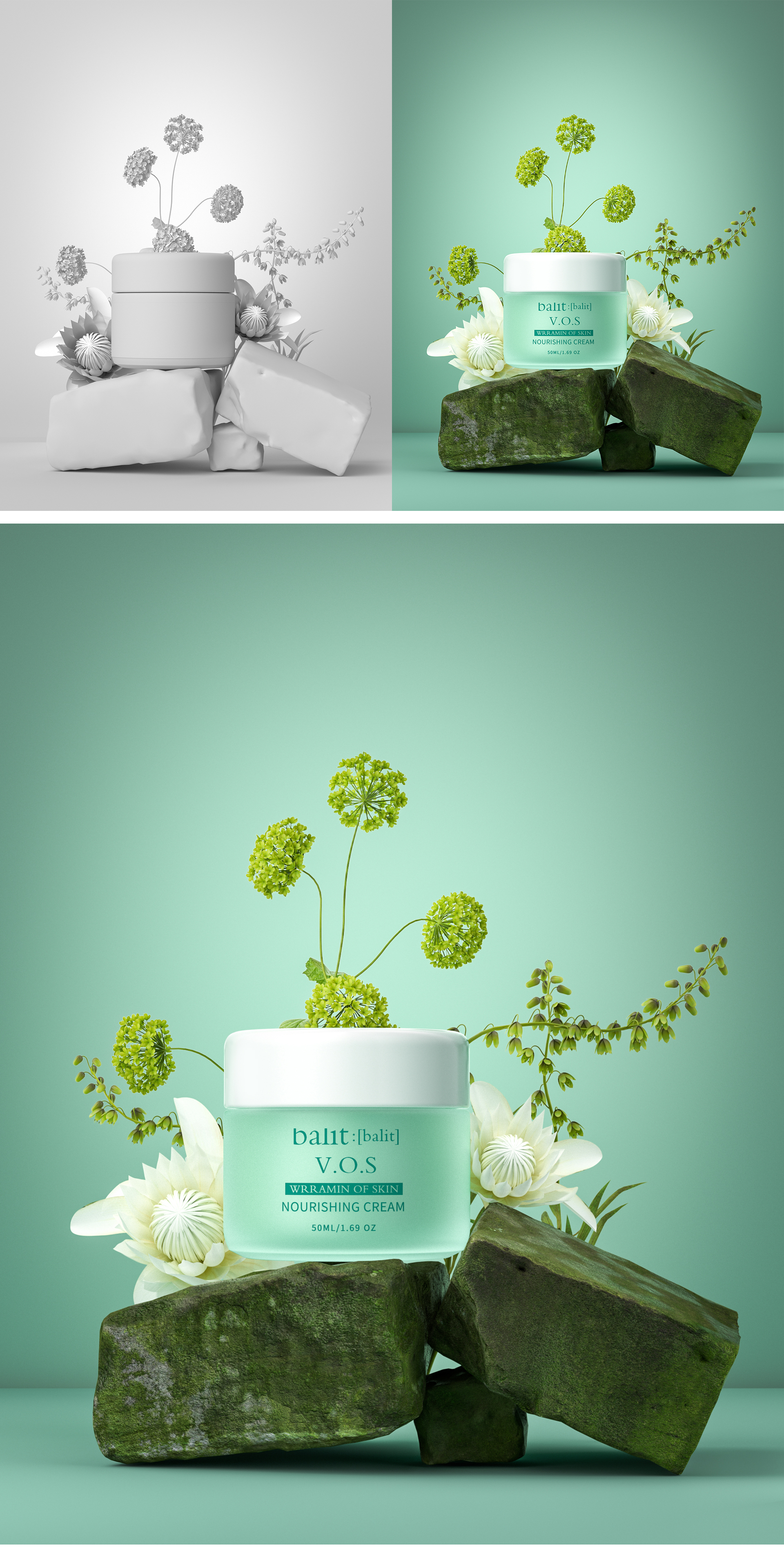 Beauty makeup，Modeling and rendering，Product modeling and rendering，c4d，oc，