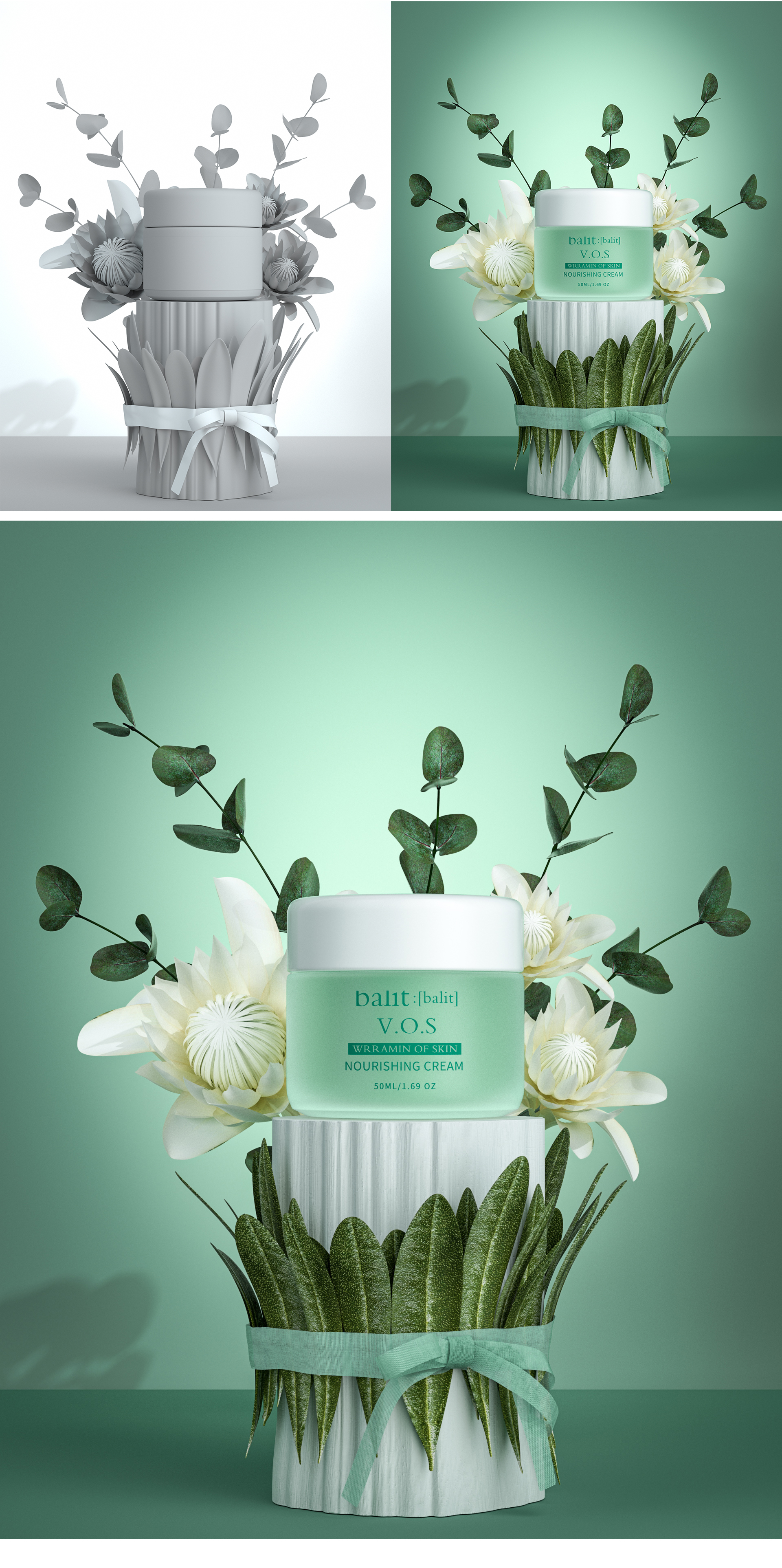 Beauty makeup，Modeling and rendering，Product modeling and rendering，c4d，oc，