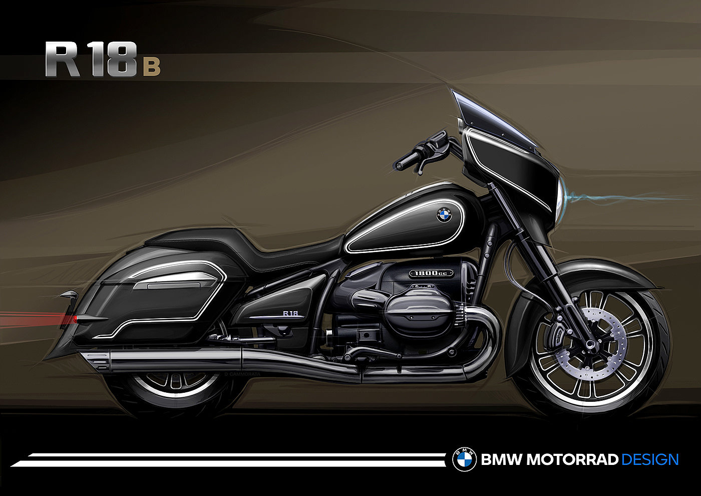Extreme speed driving，BMW R18，motorcycle，