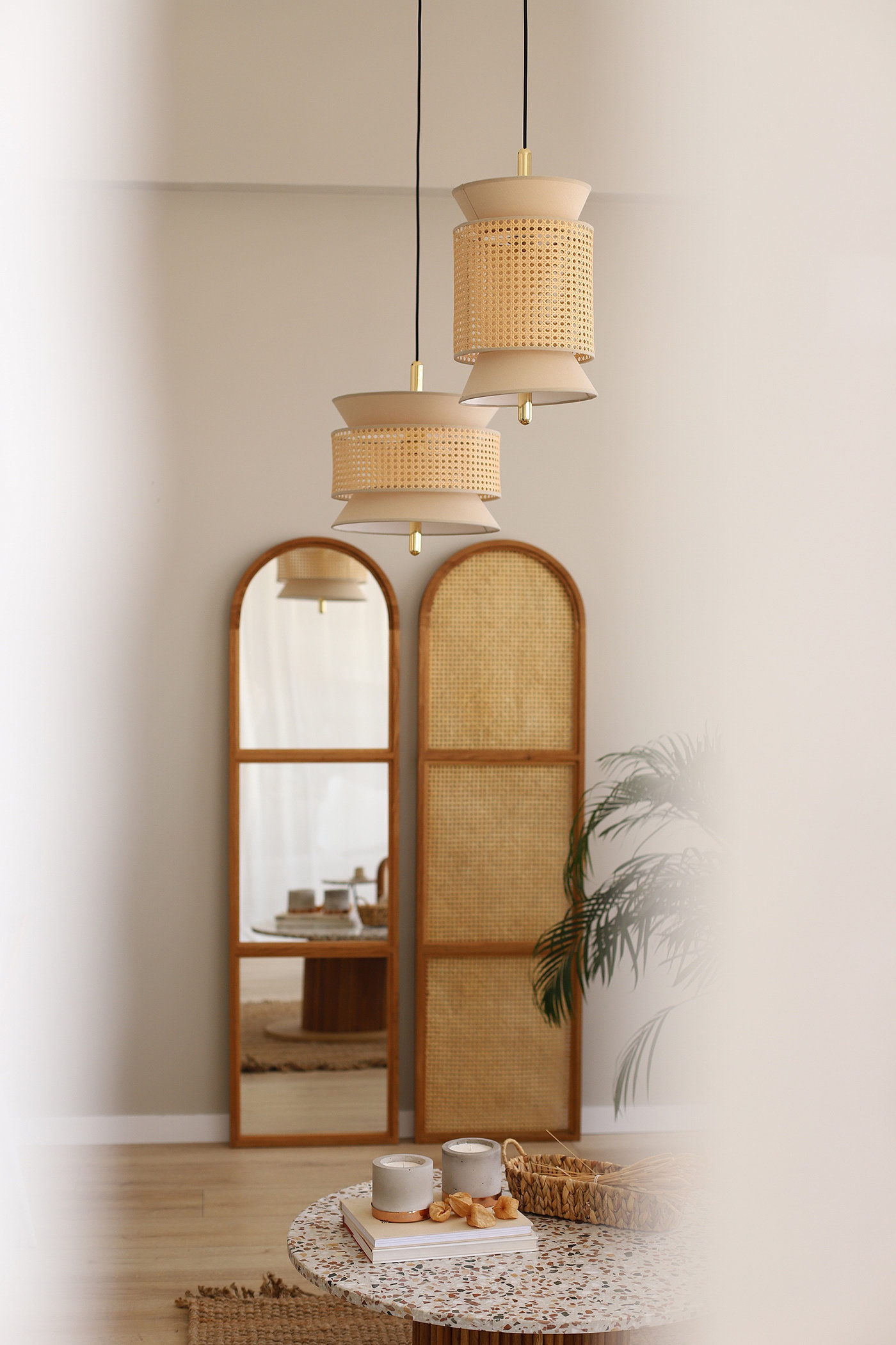 mid lamp，furniture design ，Rattan weaving，