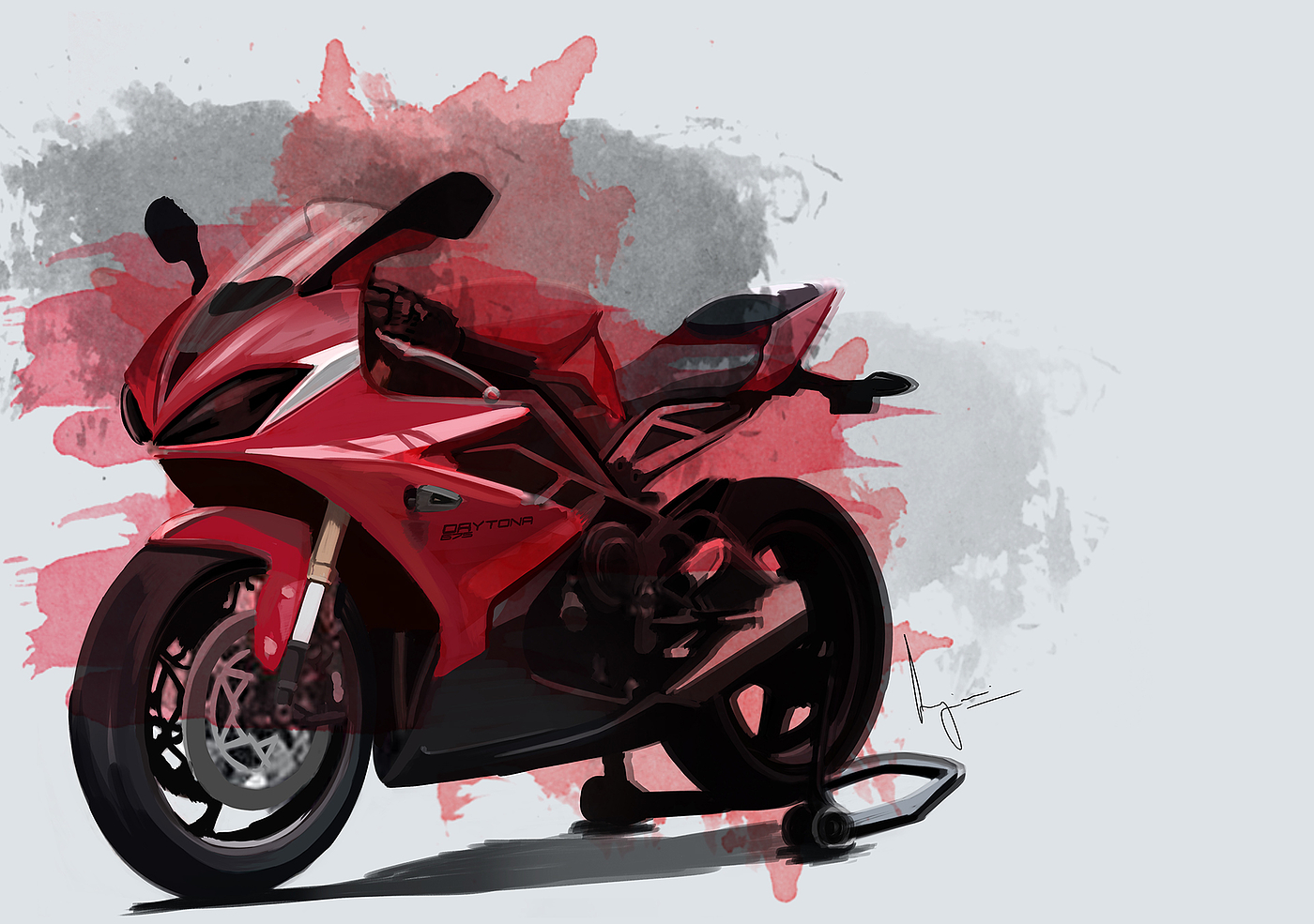 Hand drawn，motorcycle，Student works，