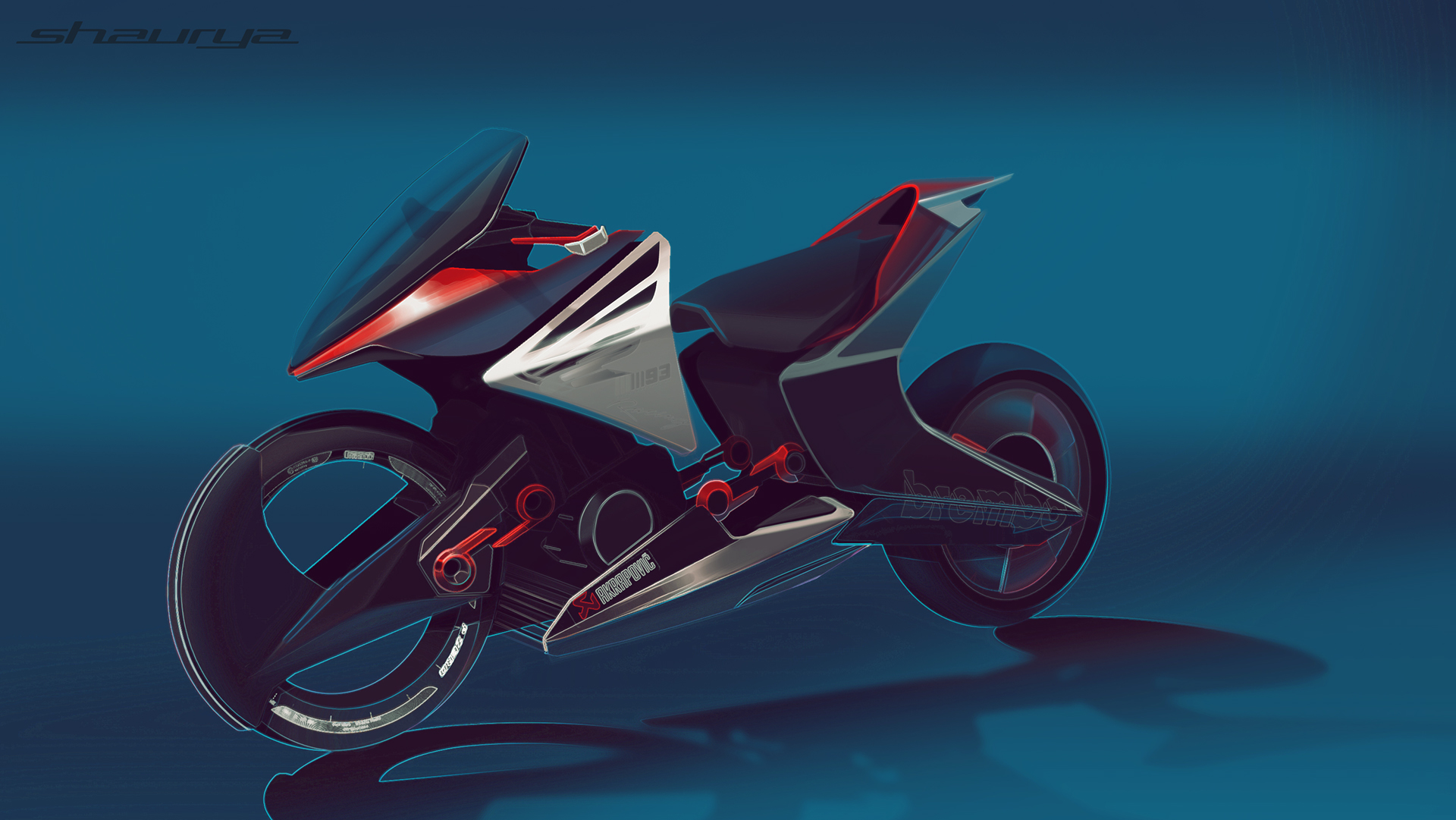 Hand drawn，motorcycle，Student works，