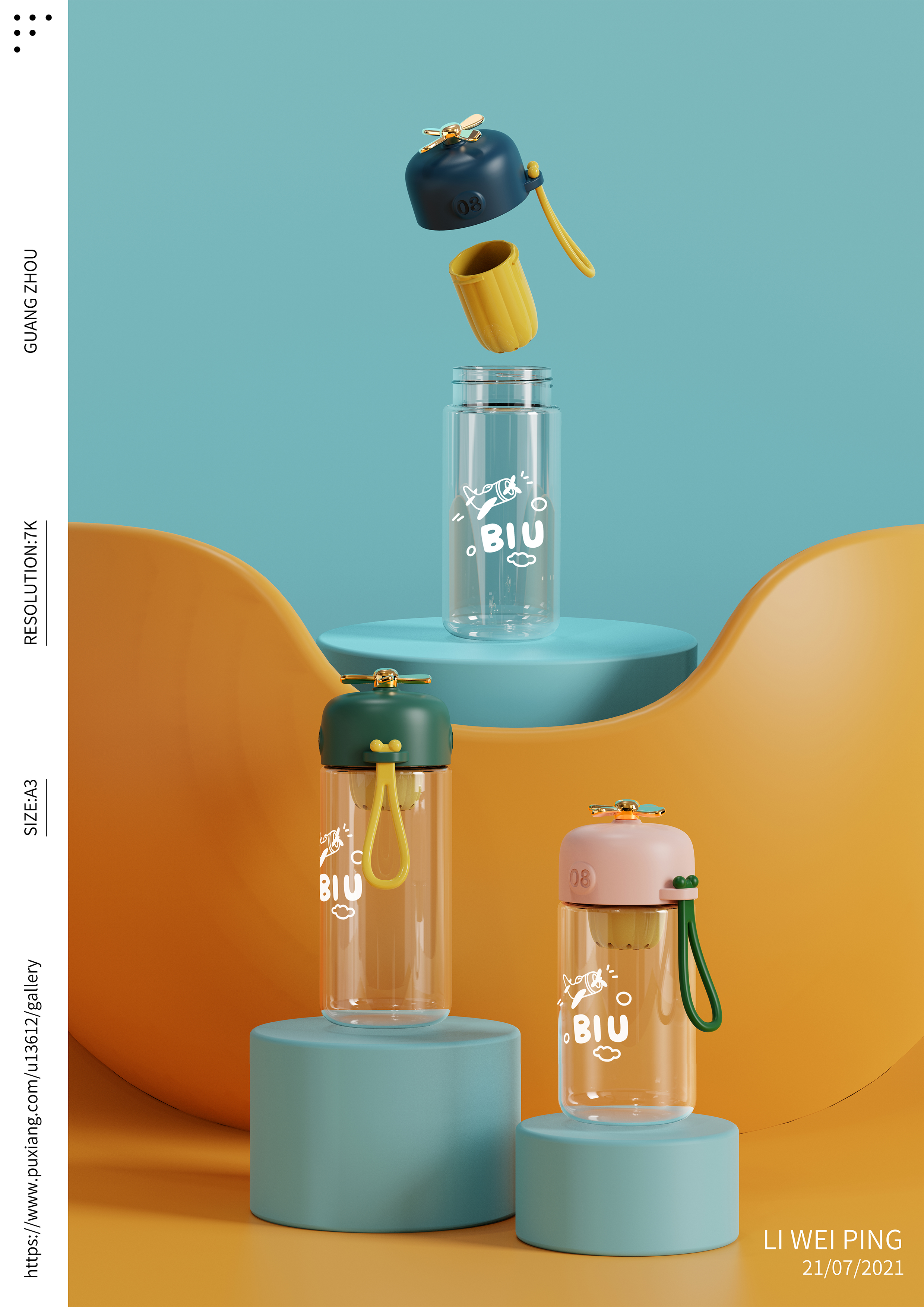 Water cup，flower receptacle，lovely，Small plane，silica gel，Rope lifting，electroplate，water，