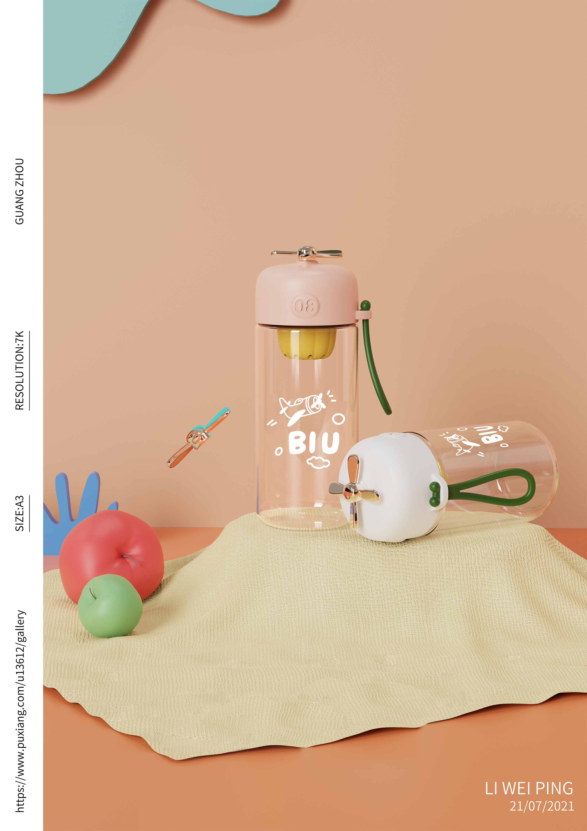 Water cup，flower receptacle，lovely，Small plane，silica gel，Rope lifting，electroplate，water，